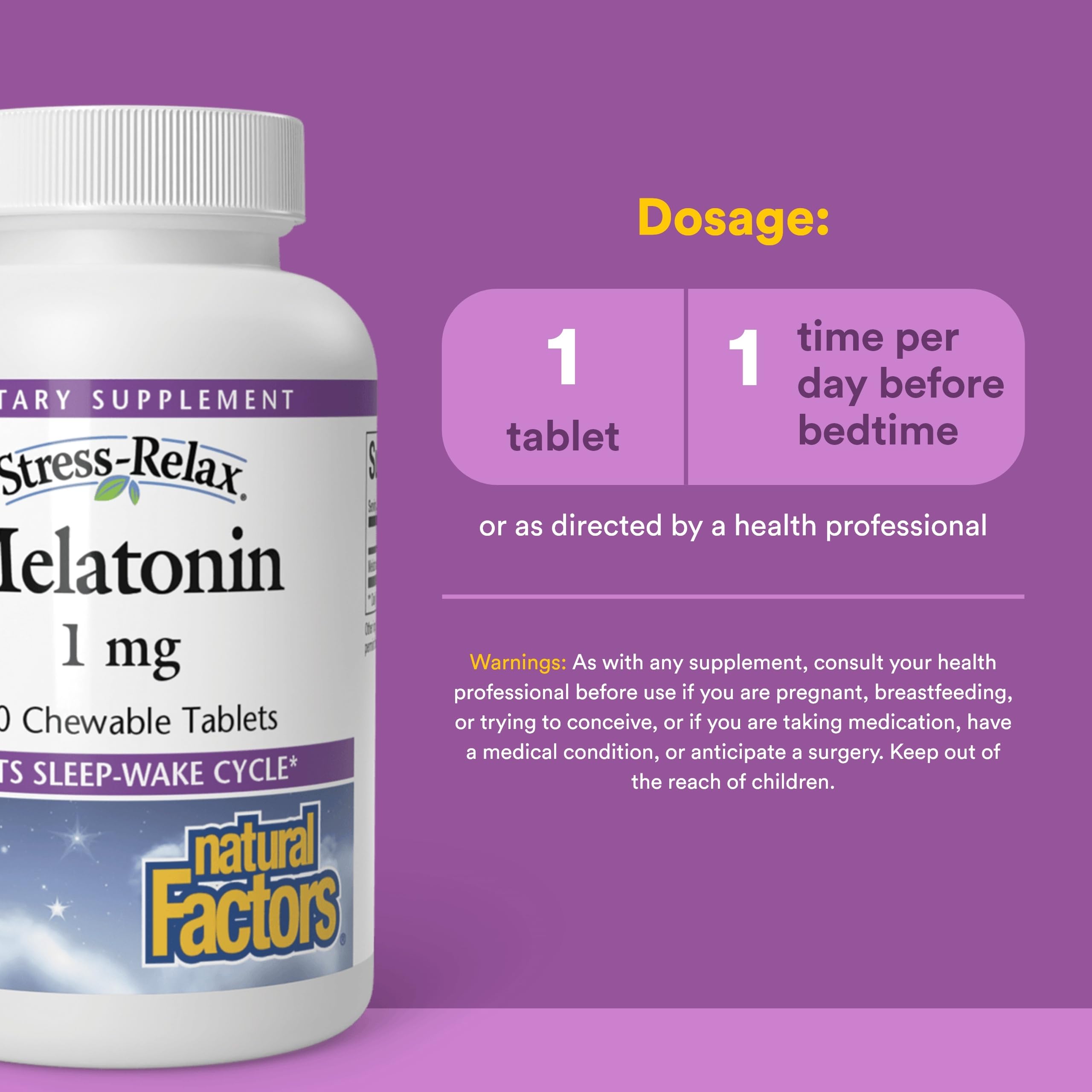Natural Factors Melatonin 1 mg, 180 sublingual tablets
