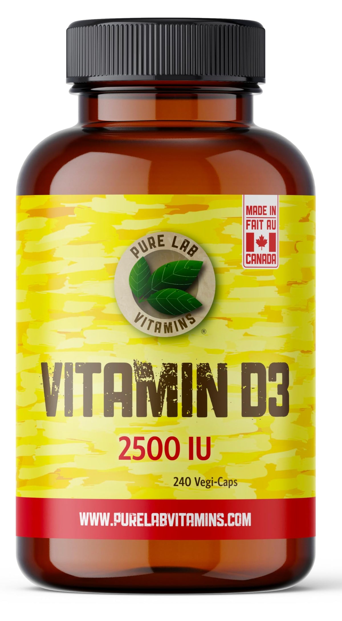 Pure Lab Vitamins | Vitamin D3 2500IU | 240 Capsules | Mood Booster, Bone Health, Teeth Health & Immune System Support | Vitamin D3 Cholecalciferol | Vitamin D3 Capsules | Vitamin D3 Supplement