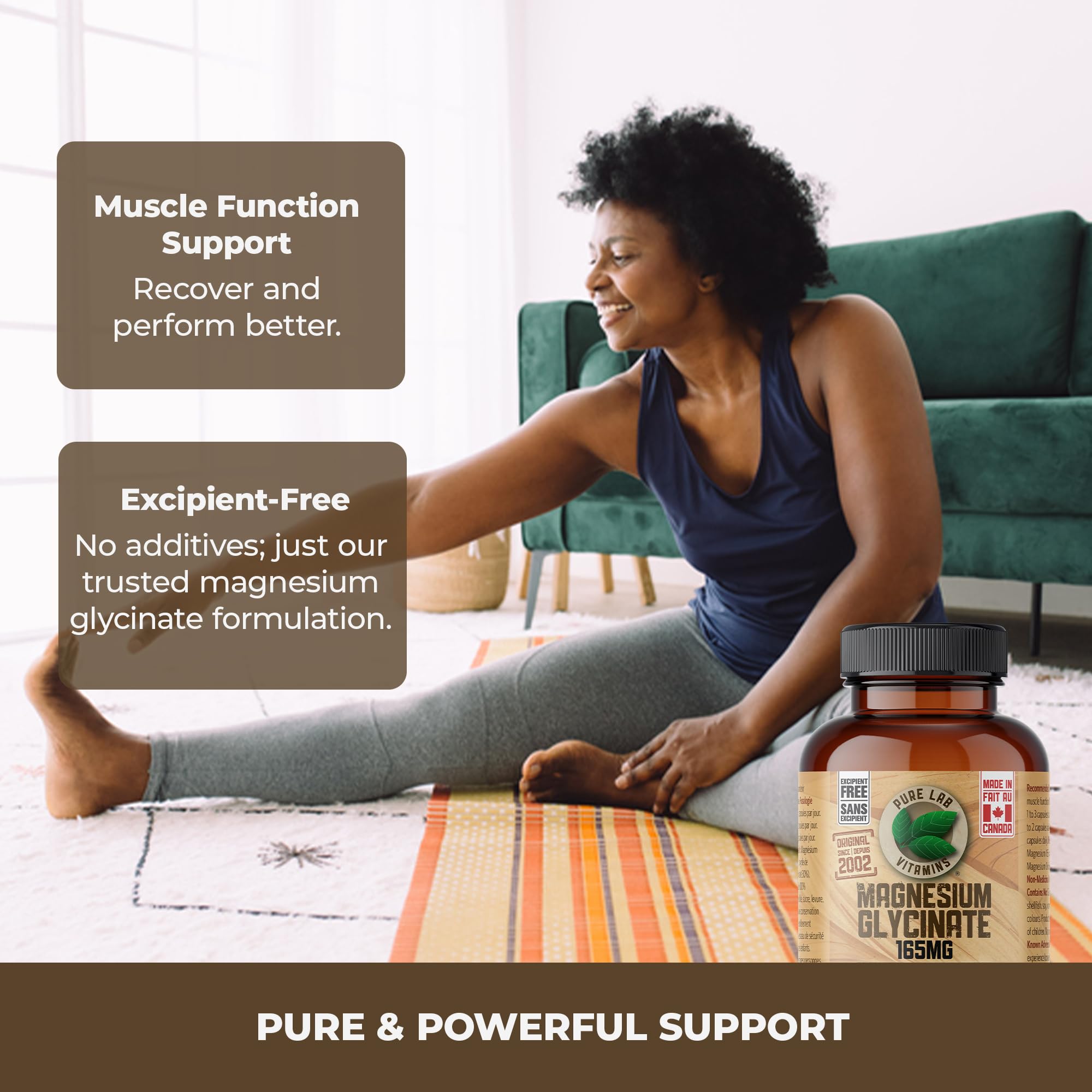 Pure Lab Vitamins | Magnesium Glycinate 165mg | Vegan, Gluten free, Sugar free, Soy free