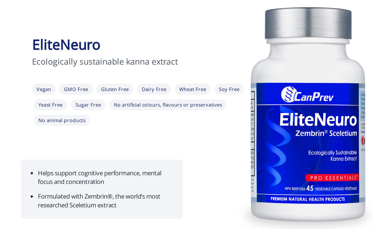 CanPrev EliteNeuro Sceletium, Vegan & Non-GMO, 45 Capsules, 45 Day Supply