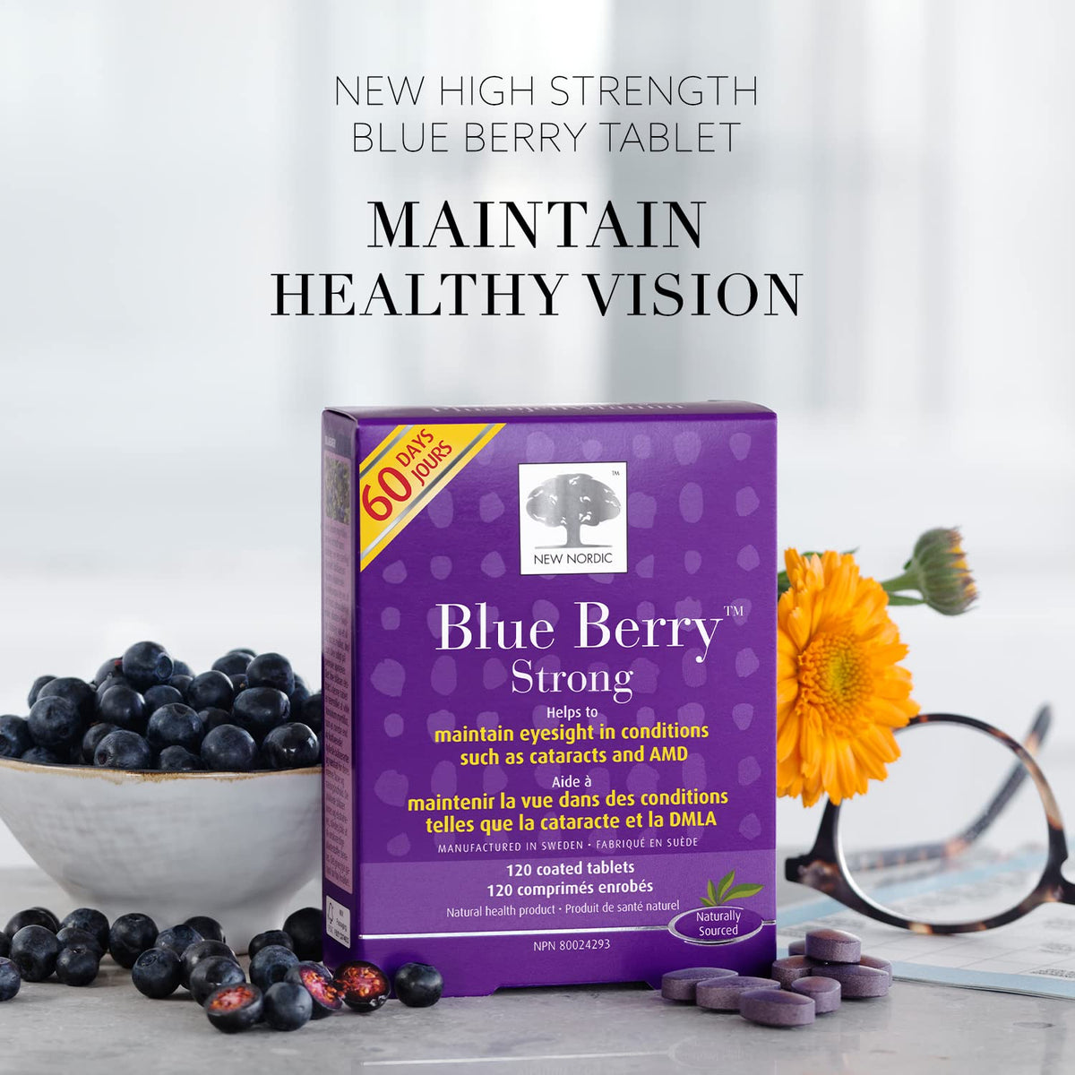 New Nordic Blue Berry Strong, 400 mg Bilberry, 120 Tablets