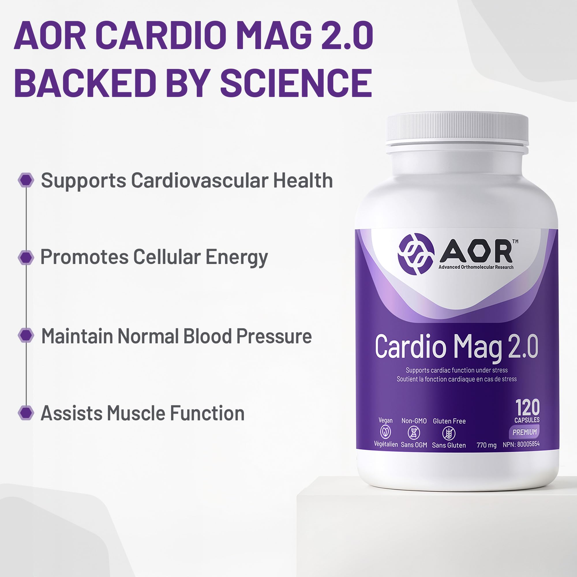 AOR Cardio Mag 2.0 Orotate de Magnésium 770mg, 120 Gélules Pour 30 Jours - Soutien Cardiovasculaire, Fonction Cardiaque, Production d'Énergie & Récupération, Magnésium pour Individus Actifs Favorisant le Bien-être Vital