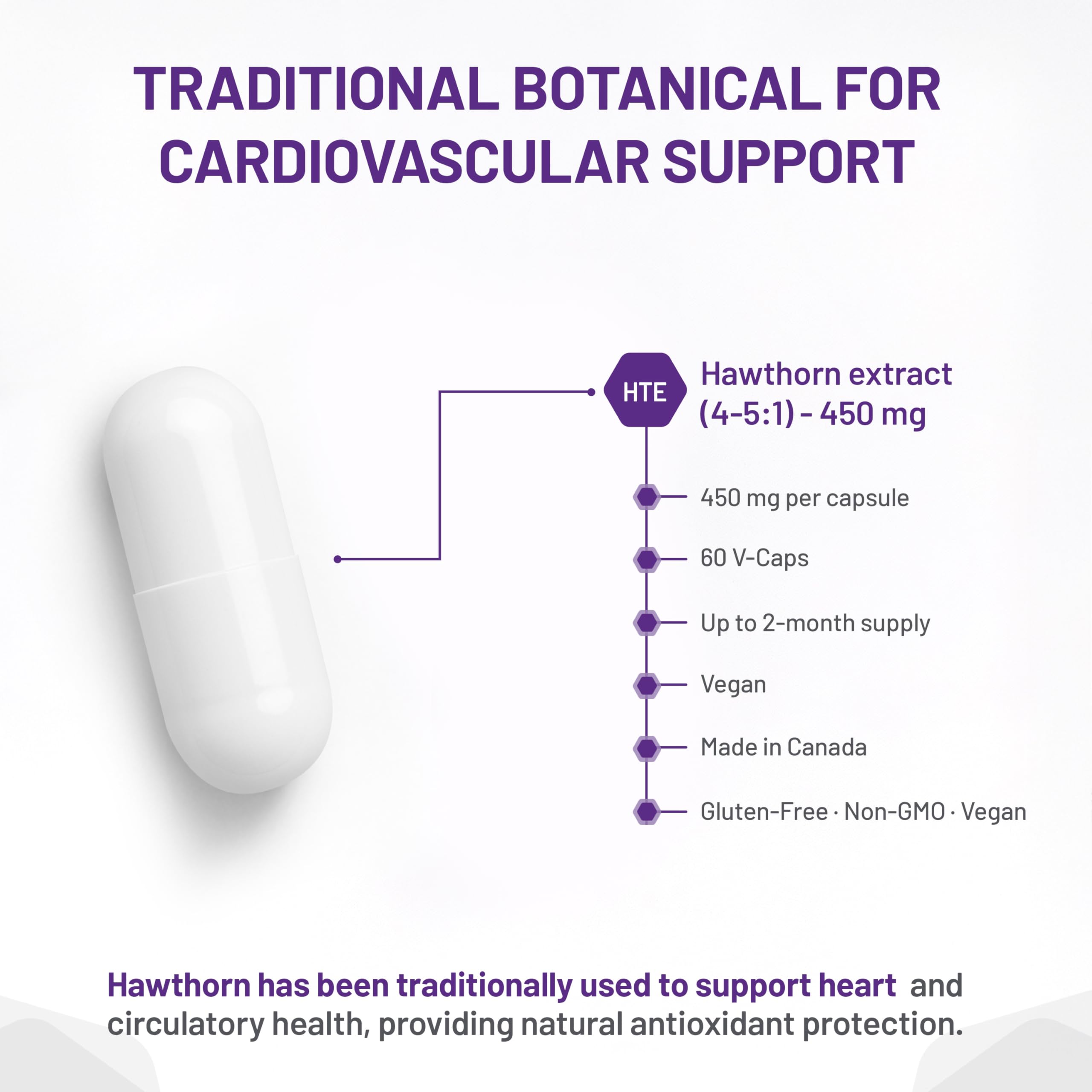 AOR Hawthorn II 450mg, 60 Caps 60-Day Supply - Hawthorn Berry Extract for Cardiovascular Support, Promotes Heart & Circulatory Wellness - Vegan, Non-GMO & Gluten-Free - Maintain Healthy Blood Pressure