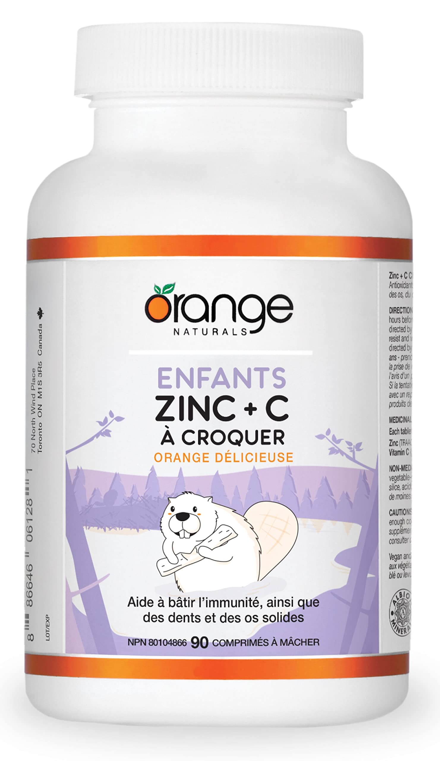 Orange Naturals Enfants Zinc + Vitamine C, 90 Comprimés à Croquer, 90 Jours d'Approvisionnement avec 12mg de Zinc et 100mg de Vitamine C, Aide à Renforcer l'Immunité, les Os et les Dents Forts - Soutien au Bien-Être Général