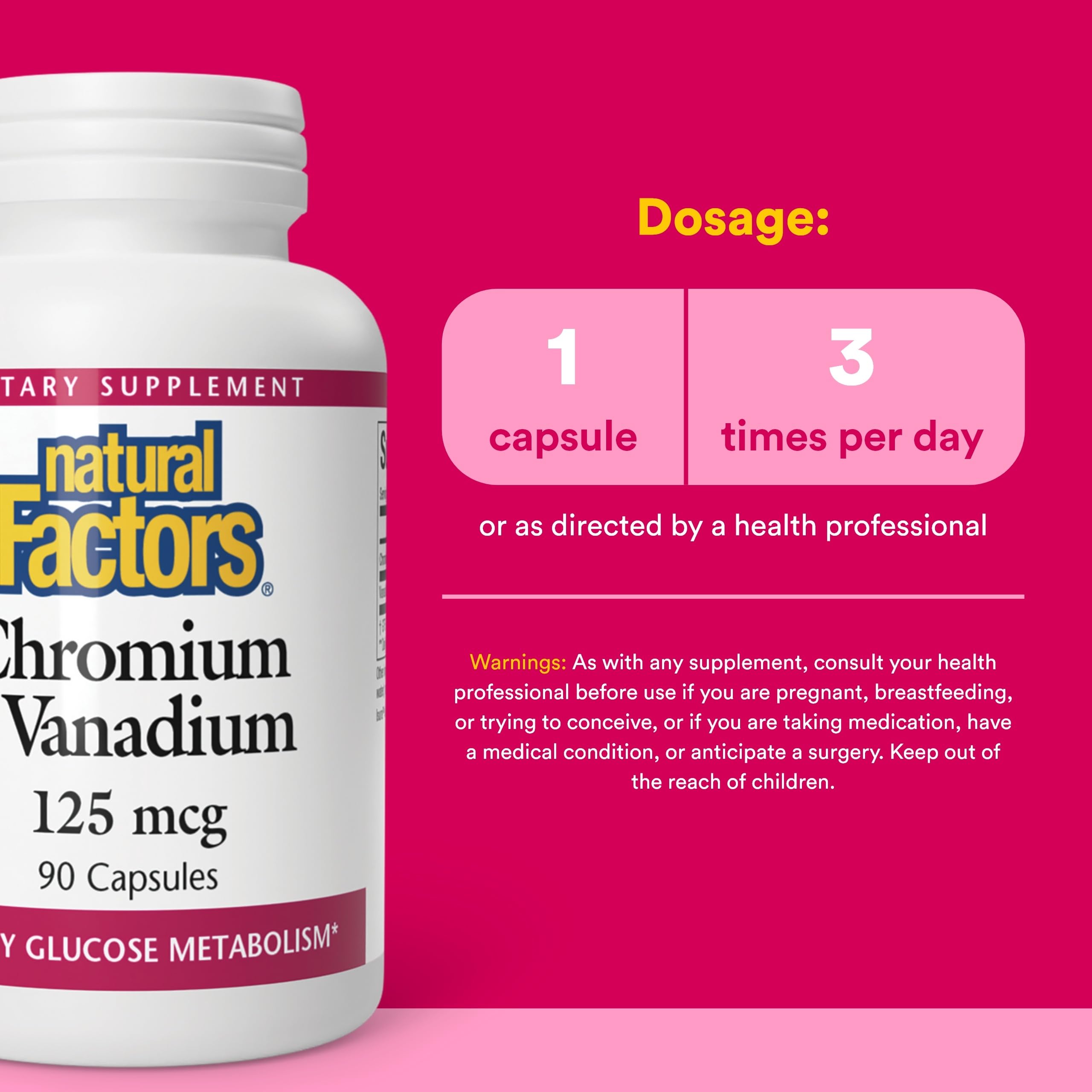 Natural Factors - Chromium & Vanadium 125 mcg, 90 Caps