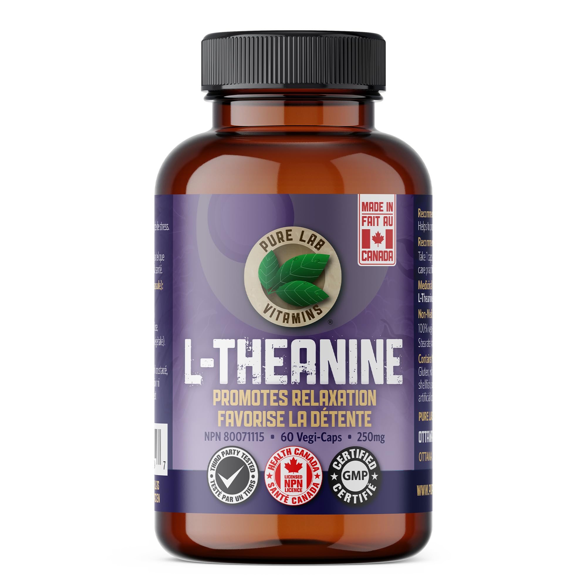 Pure Lab Vitamins L-Théanine 250 mg – Favorise la relaxation