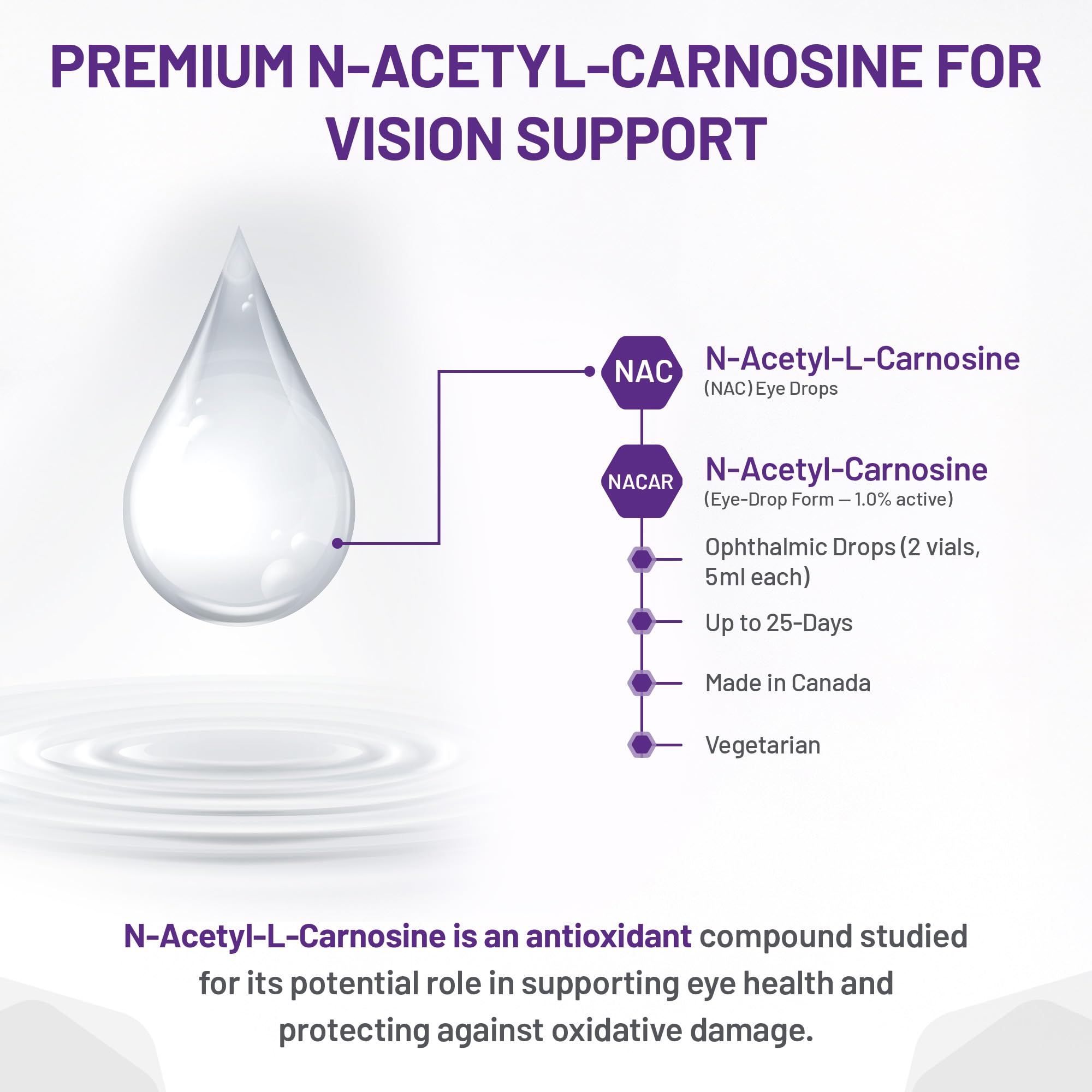 AOR Ortho Eyes 2x5ml - Gouttes oculaires NAC N-Acétyl-Carnosine pour une vision claire, supplément oculaire pour la sensibilité à la lumière - Hydrate et rafraîchit les yeux secs, favorise la clarté visuelle et le confort oculaire
