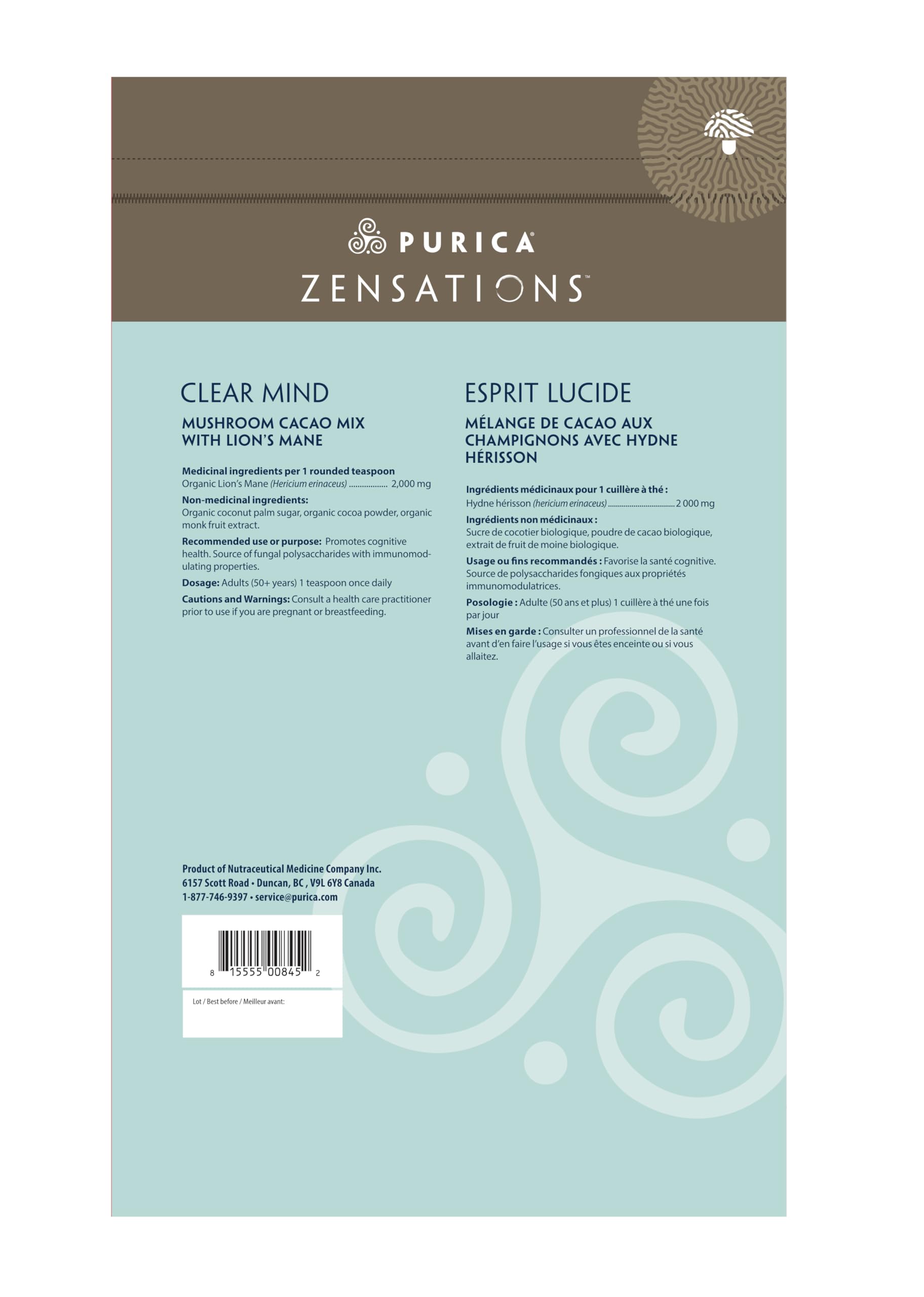 PURICA - Boisson cacao au champignon Reishi rouge Zensations - 150 g