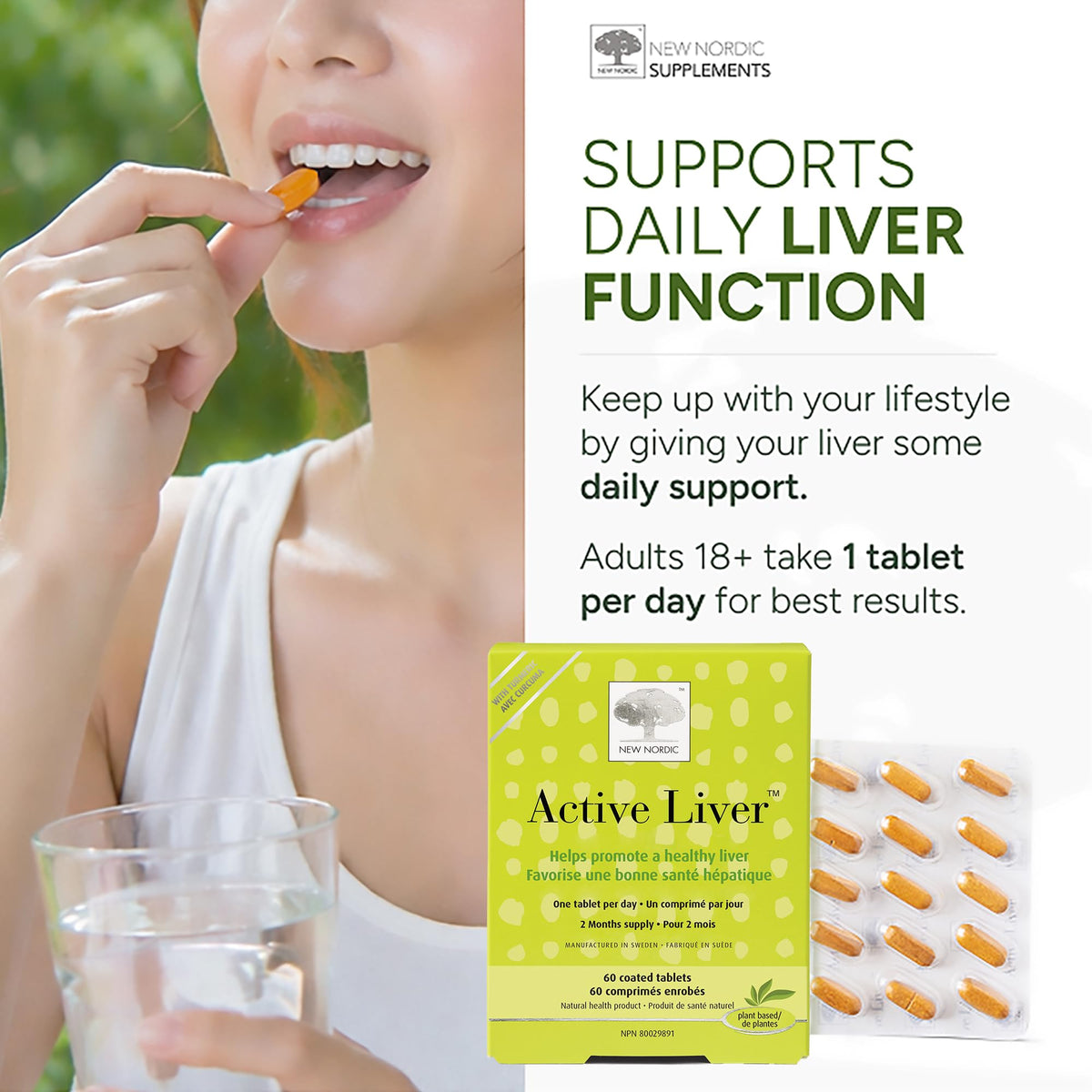 New Nordic Active Liver Vegan Tablets, Plant-Based Liver Support with Milk Thistle, Artichoke & Turmeric for Enhanced Daily Vitality