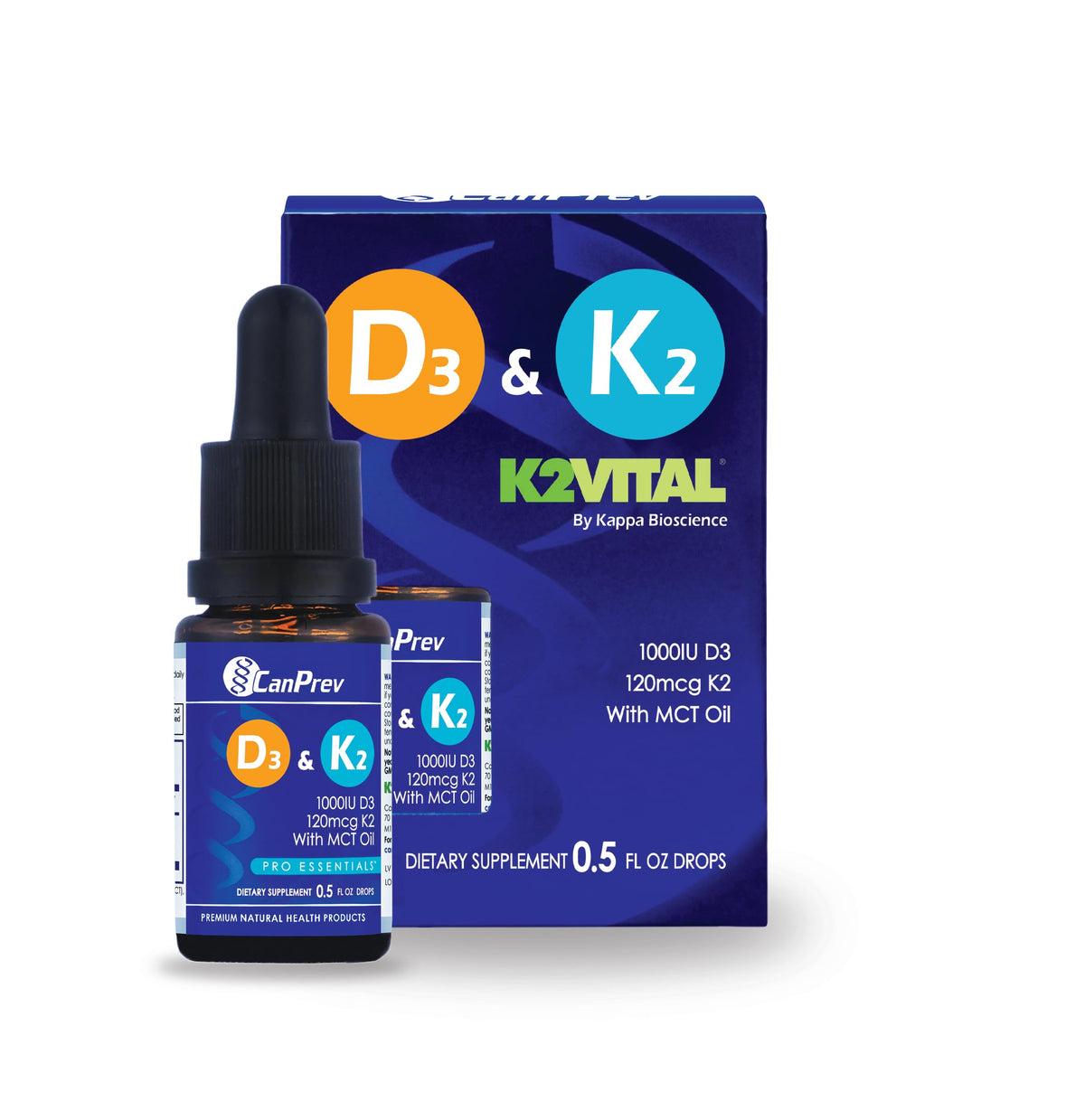 CanPrev Vitamin D3 K2 Drops, MCT Base, Unflavoured, 15 ml, 112 Servings