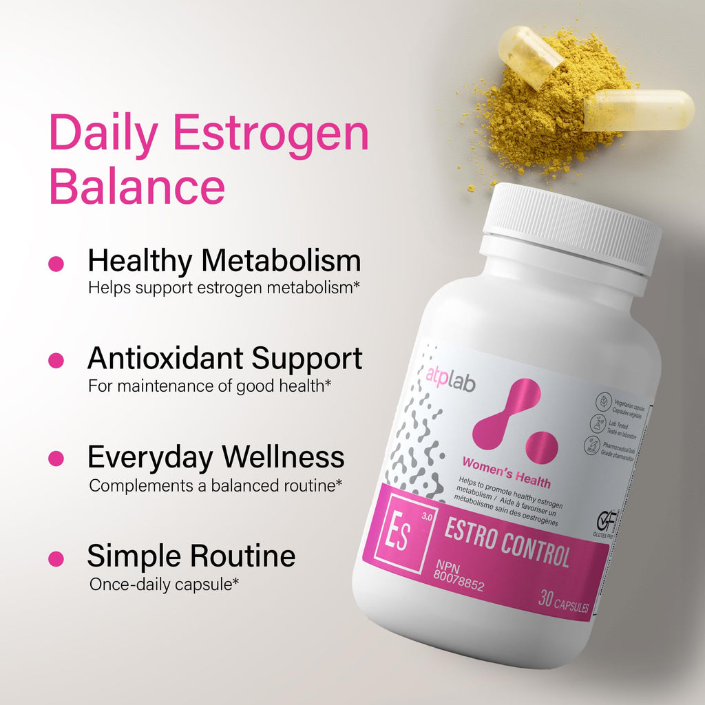 ATP LAB Estro Control 30 Veg Caps 30-Day Supply, Features DIM, Turmeric Extract & Resveratrol, Daily Supplement for Women, Supports Everyday Wellness, Balance & Comfortable Monthly Routine, Lab Tested