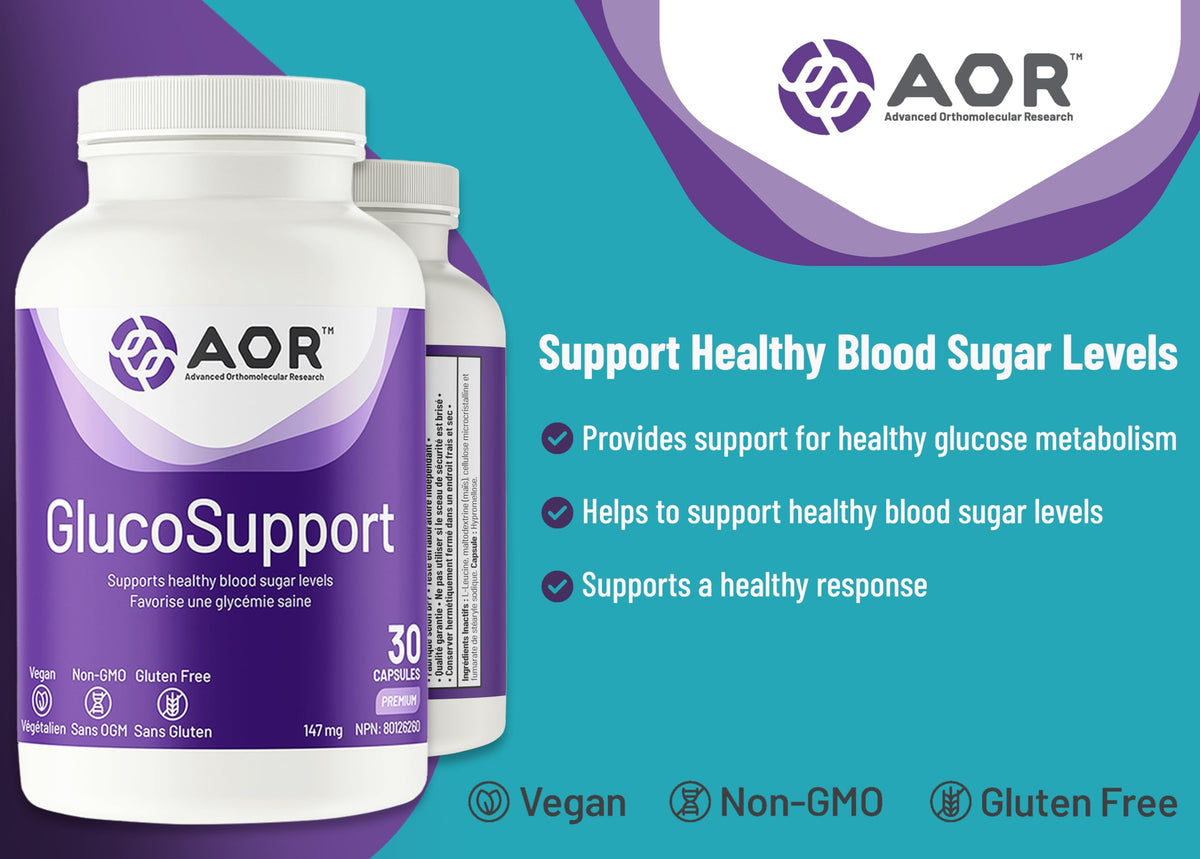 AOR GlucoSupport Capsules, Mulberry Leaf Extract, Gluten Free, 30 Capsules