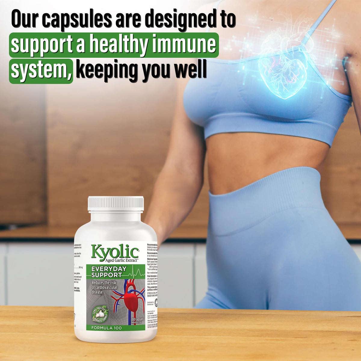 Kyolic Formula 100 Aged Garlic Extract Capsules, Odourless Garlic, 180 Caps