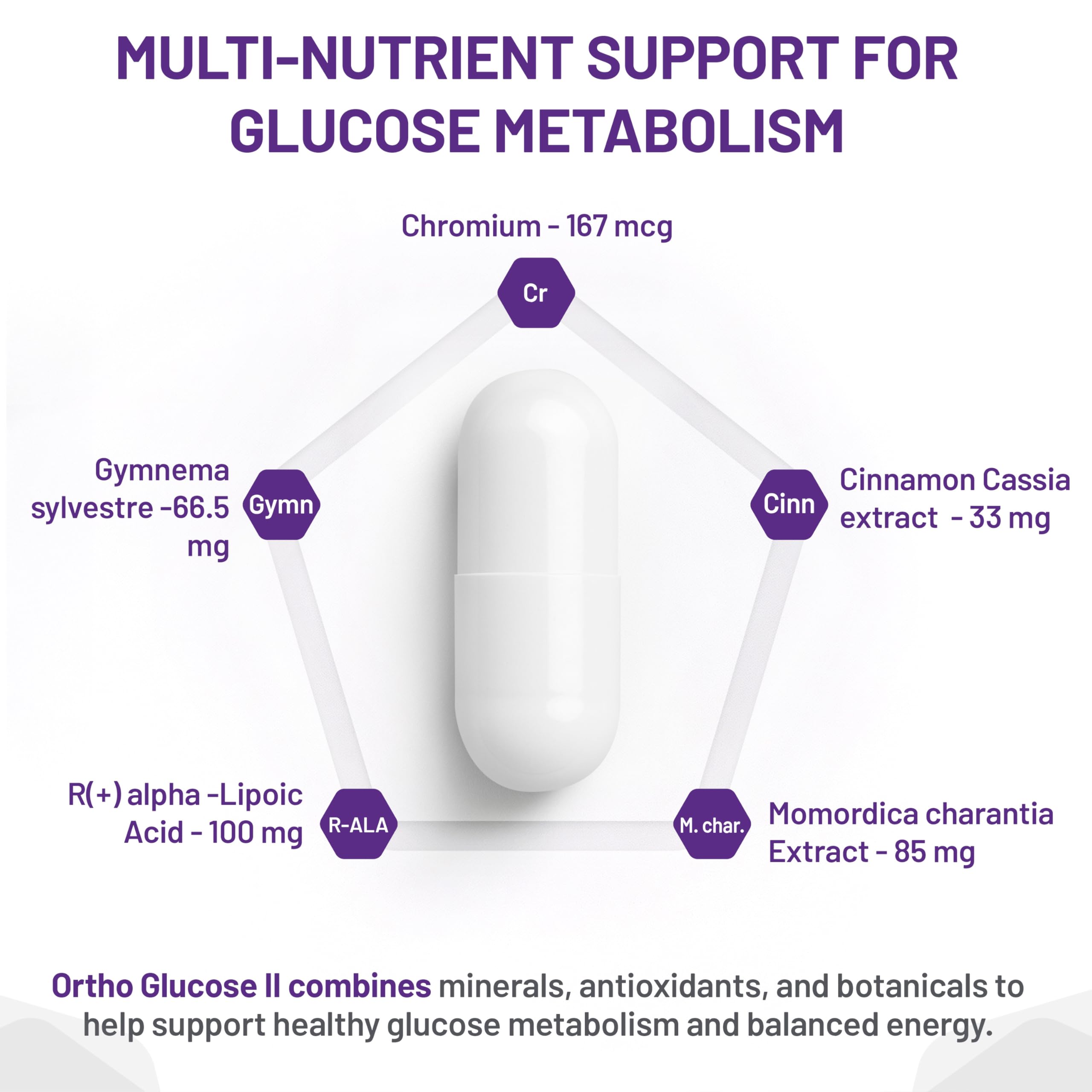 AOR Ortho Glucose II 285 mg, 90 capsules, approvisionnement de 90 jours – Soutien équilibré de la glycémie et complément pour la santé nerveuse – Végétalien et sans gluten – Picolinate de chrome pour le maintien du taux de glucose sanguin