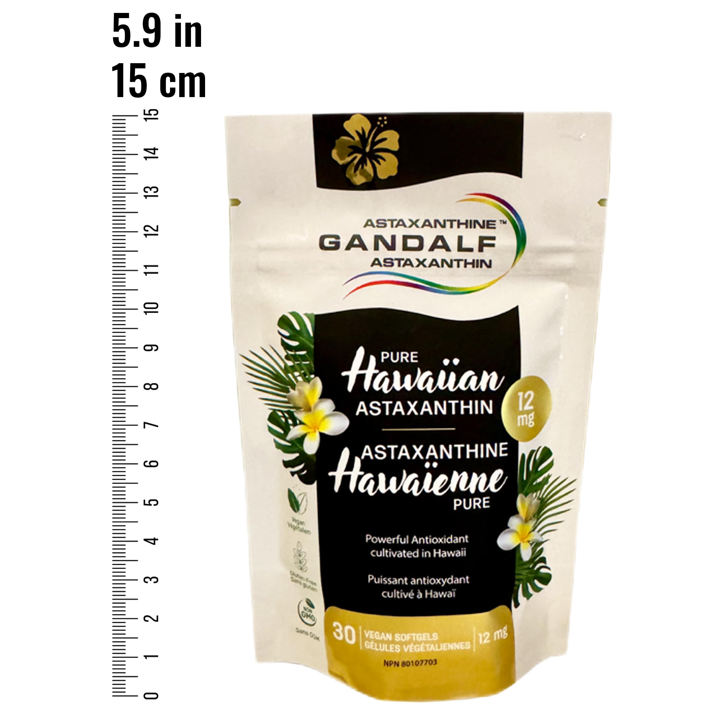 Gandalf Pure Hawaiian Astaxanthin 12mg 30 Vegan Softgels 30-Day Supply - Supports Eye Comfort & Joint Flexibility, Natural Antioxidant Power, Promote Skin & Vision Wellness, Grown in Hawaii