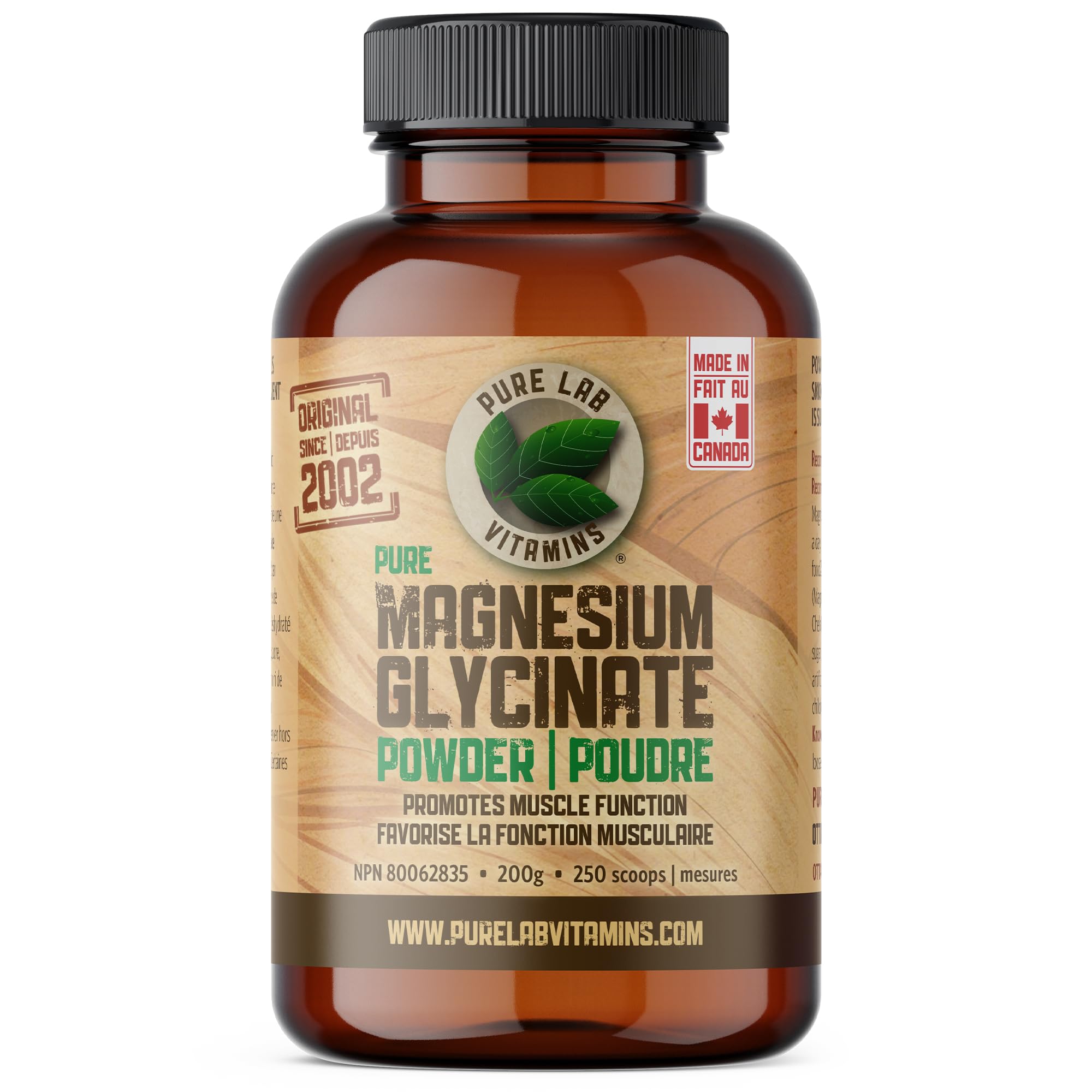 Pure Lab Vitamins Magnésium Glycinate Poudre 200g Pot | 165 mg par mesurette