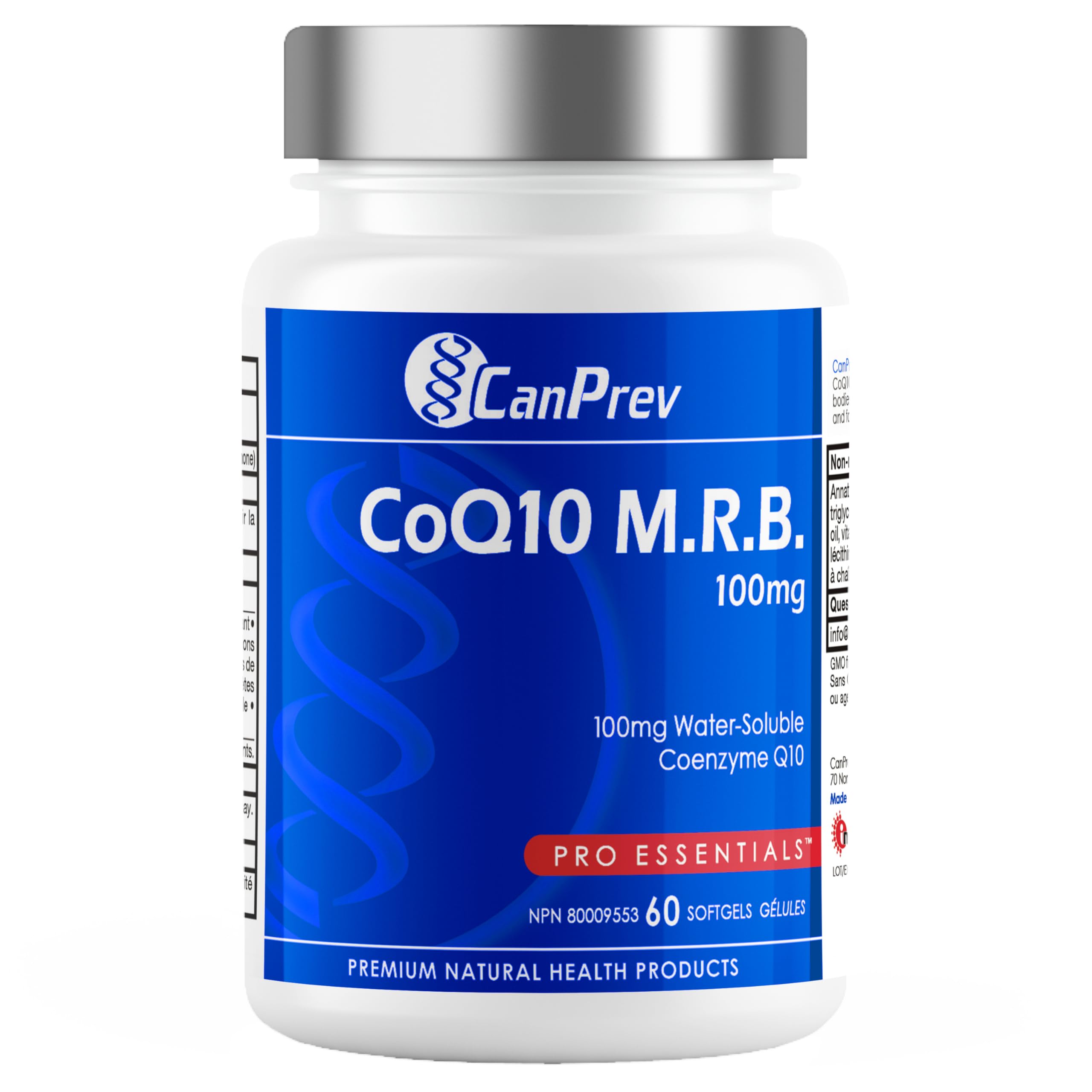 CanPrev - CoQ10 M.R.B. 100mg, 60 Softgels 60-Day Supply - Helps to Maintain and Support Cardiovascular Health - Formulated with Water Soluble Coenzyme Q10 - Non-GMO and Gluten-Free