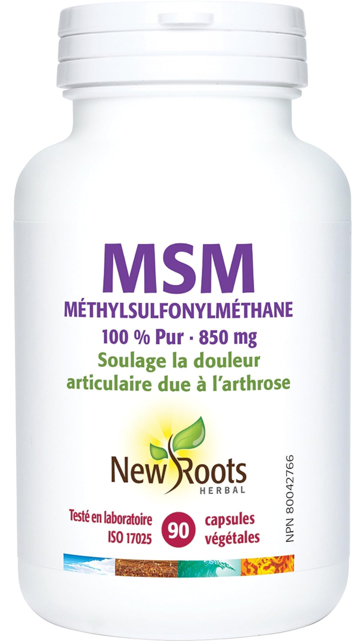 New Roots Herbal Organic MSM Capsules, 850mg, Joint Support, 90 Pack