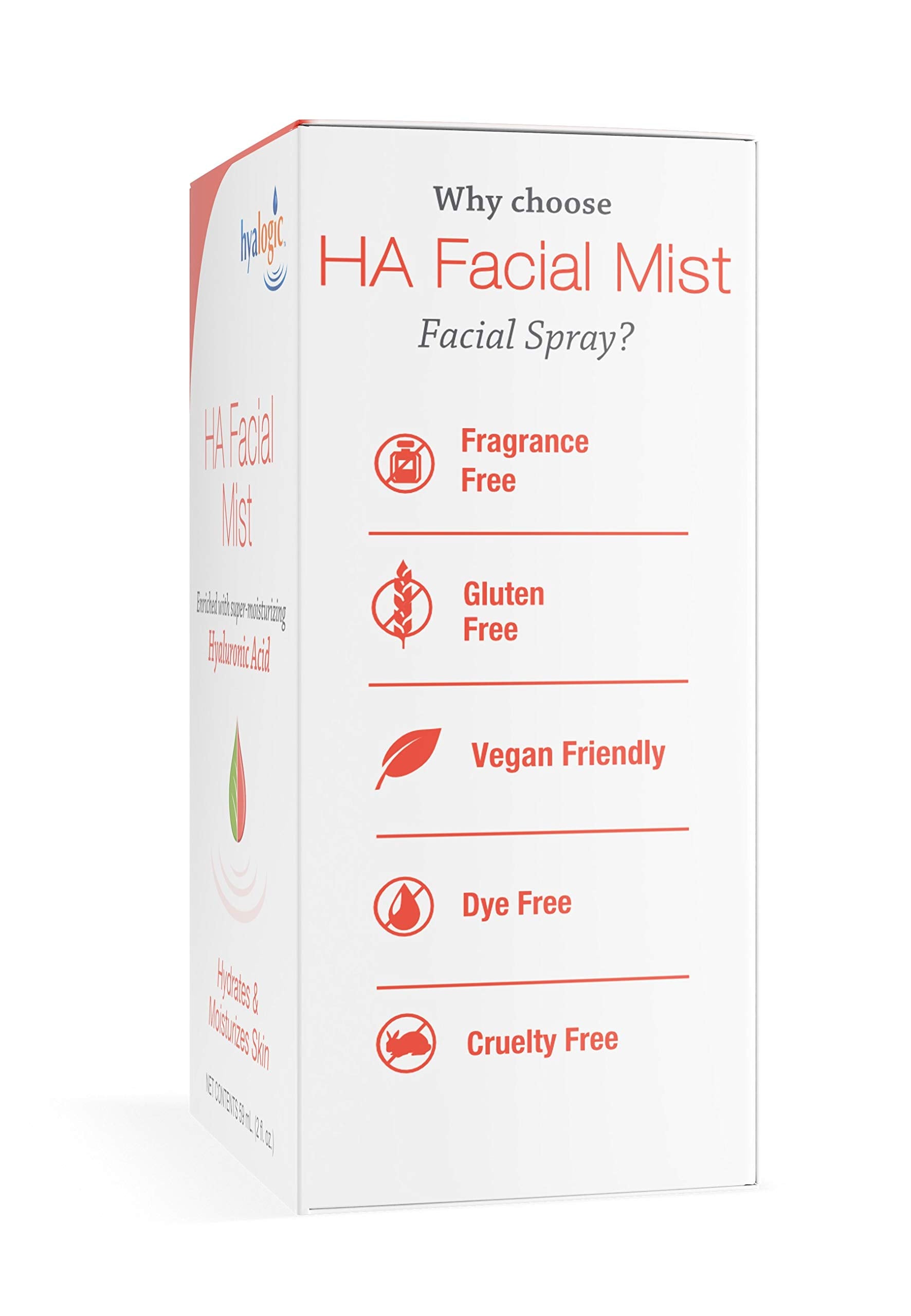 Hyalogic - Hyaluronic Acid Facial Mist Spray 59ml - Enriched with Super-Moisturizing - Hydrates and Moisturizes Skin - Firms Skin, Supports Skin Elasticity and Hydration - Vegan Friendly