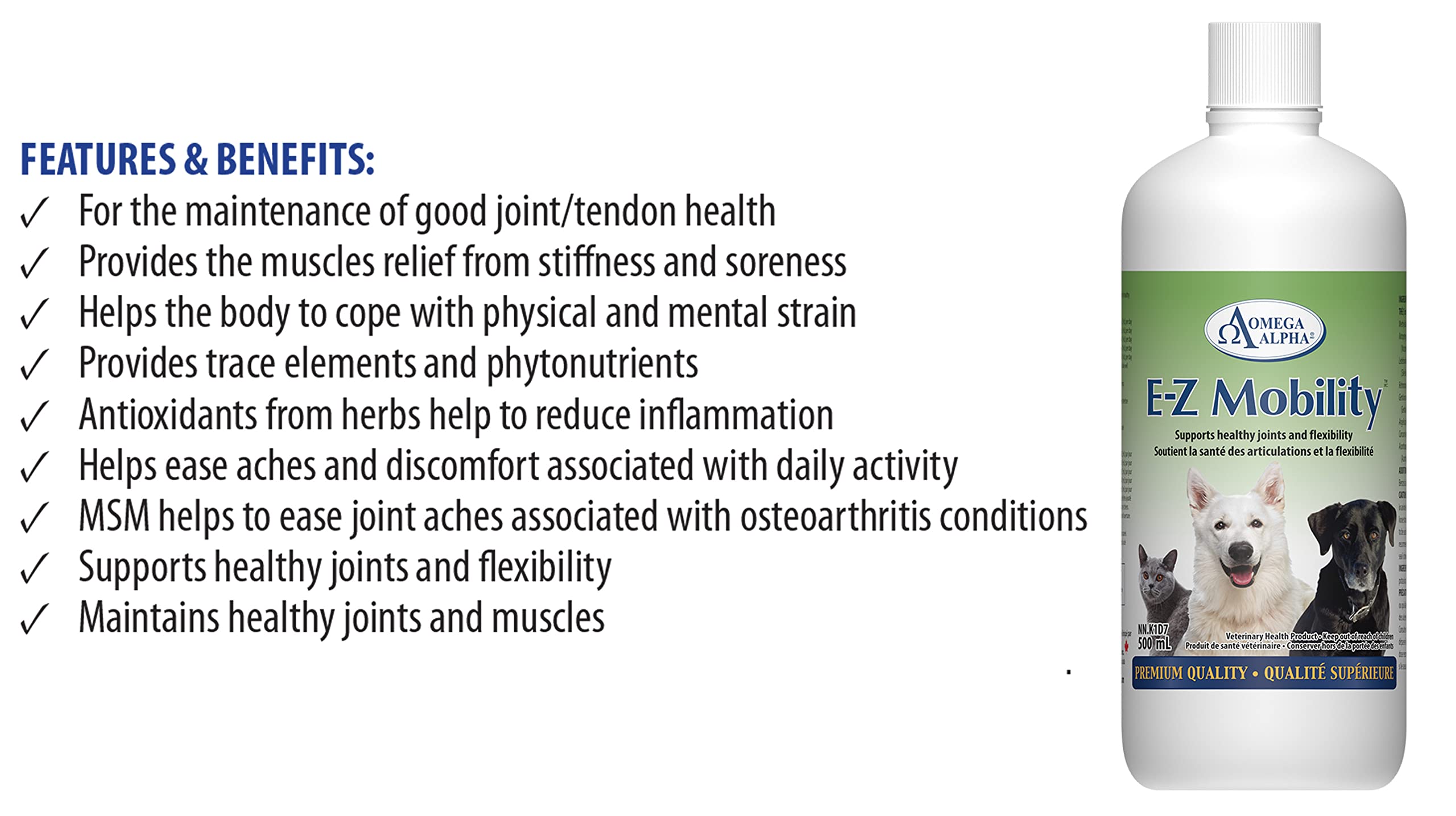 Pets Performance and Mobility- E-Z Mobility, 500ml-Omega Alpha