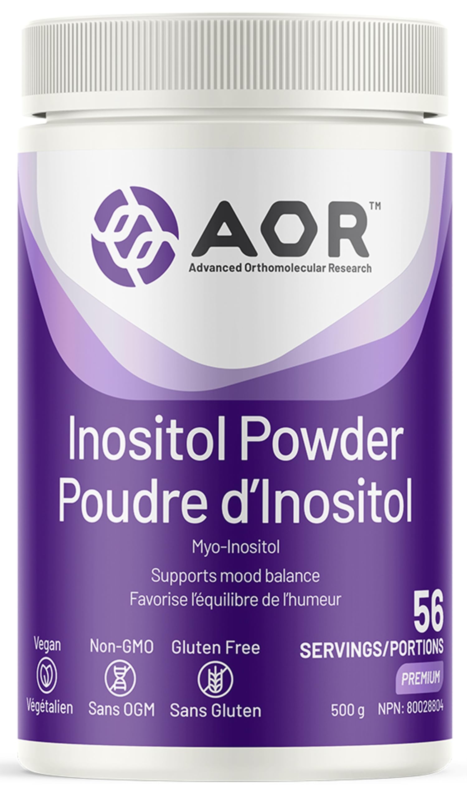 AOR Inositol en poudre 500g, Poudre de supplément de Myo-Inositol 56 portions - Soutient la fonction cognitive, l'équilibre hormonal et la santé cellulaire - Myo-Inositol pour les femmes - Supplément pur d'inositol pour la vitalité