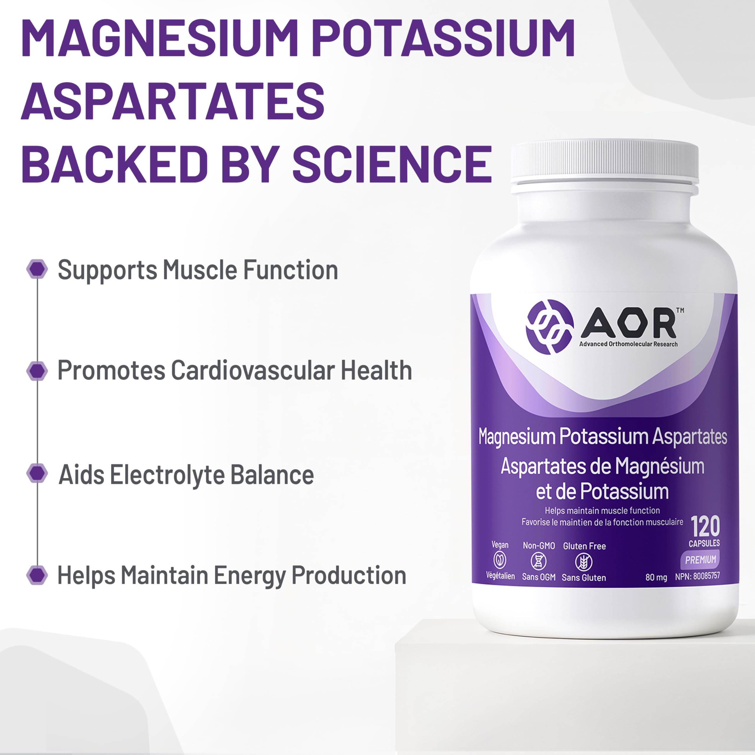 AOR Magnésium Potassium Aspartate 80mg