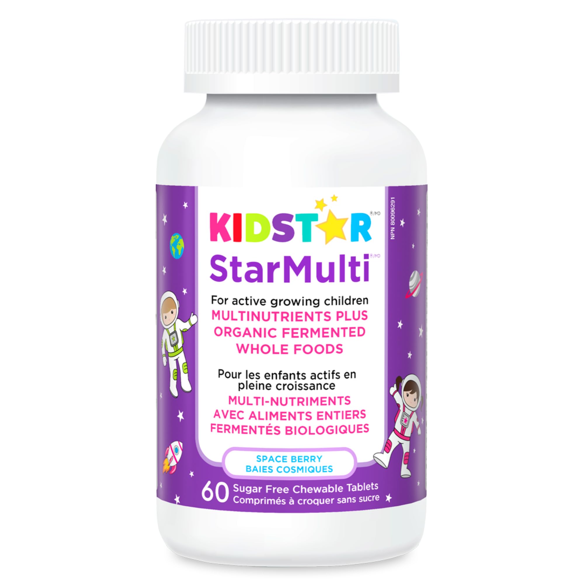 KidStar Nutrients - Star Multi Kids Multivitamin, 60 Chewable Tablets 60-Day Supply, Space Berry Flavour for Active Growing Children - Helps Strong Bones, Teeth, Eyes, Heart Muscle and Immune Function