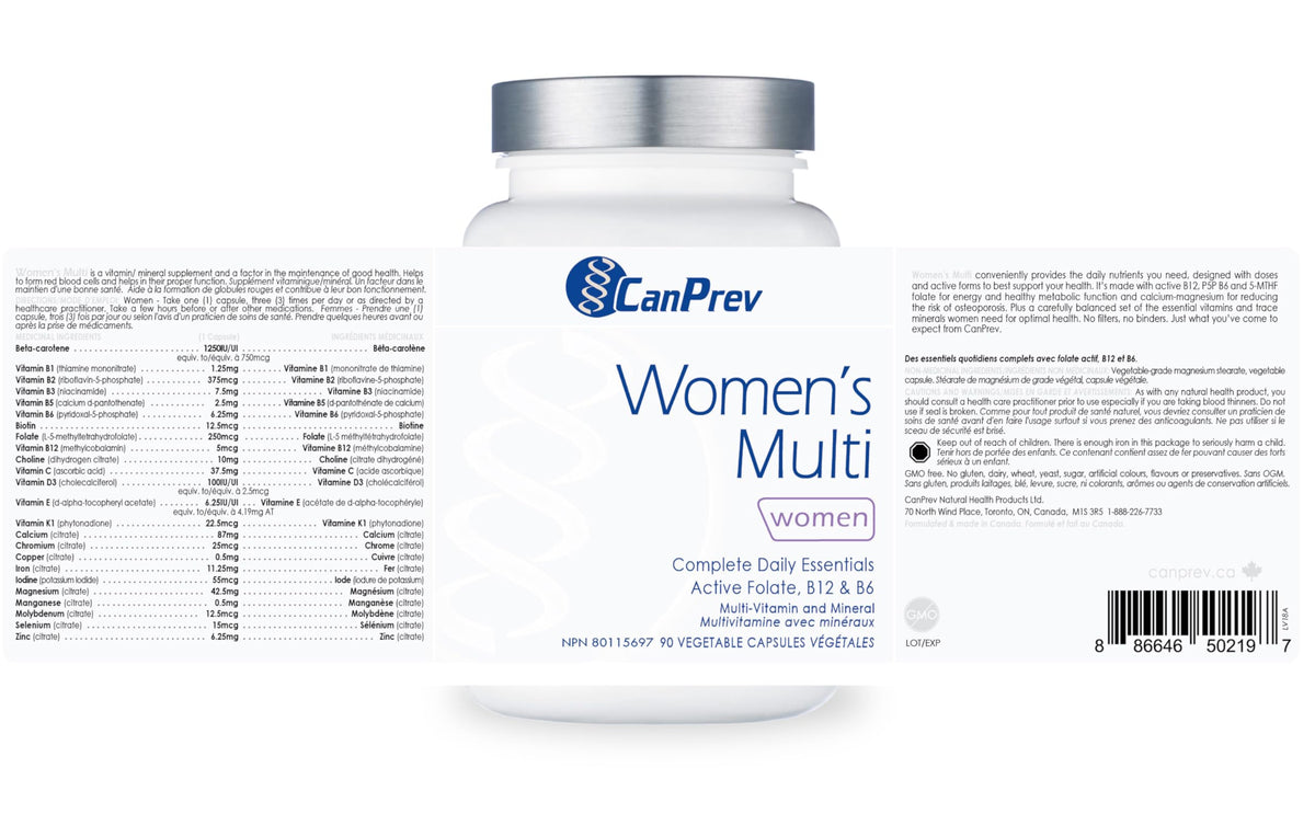 CanPrev Multivitamin & Iron, Women's Multi, Active B Vitamins, 90 Capsules