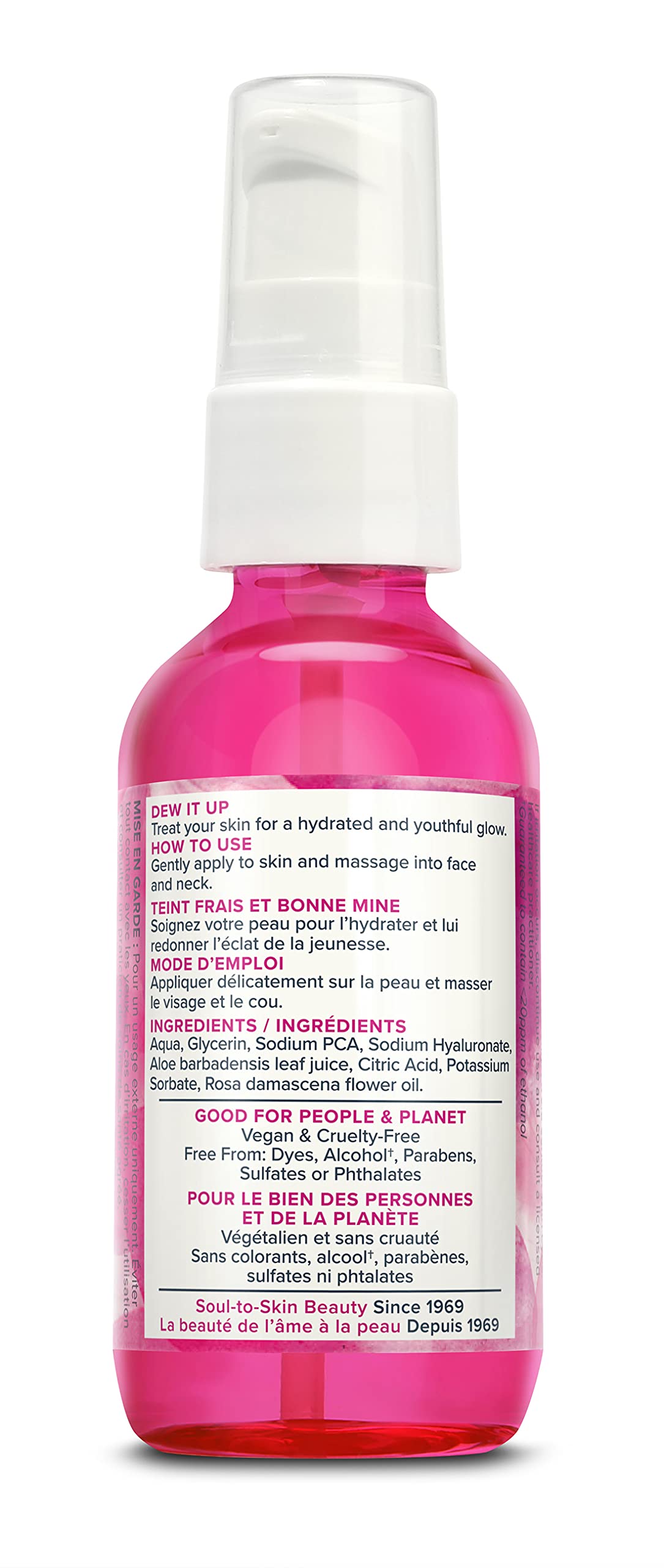 Heritage Store - Sérum à l'eau de rose | Acide hyaluronique 1 % | Vegan & Sans cruauté animale | Peaux sèches à mixtes | 59 ml, Transparent