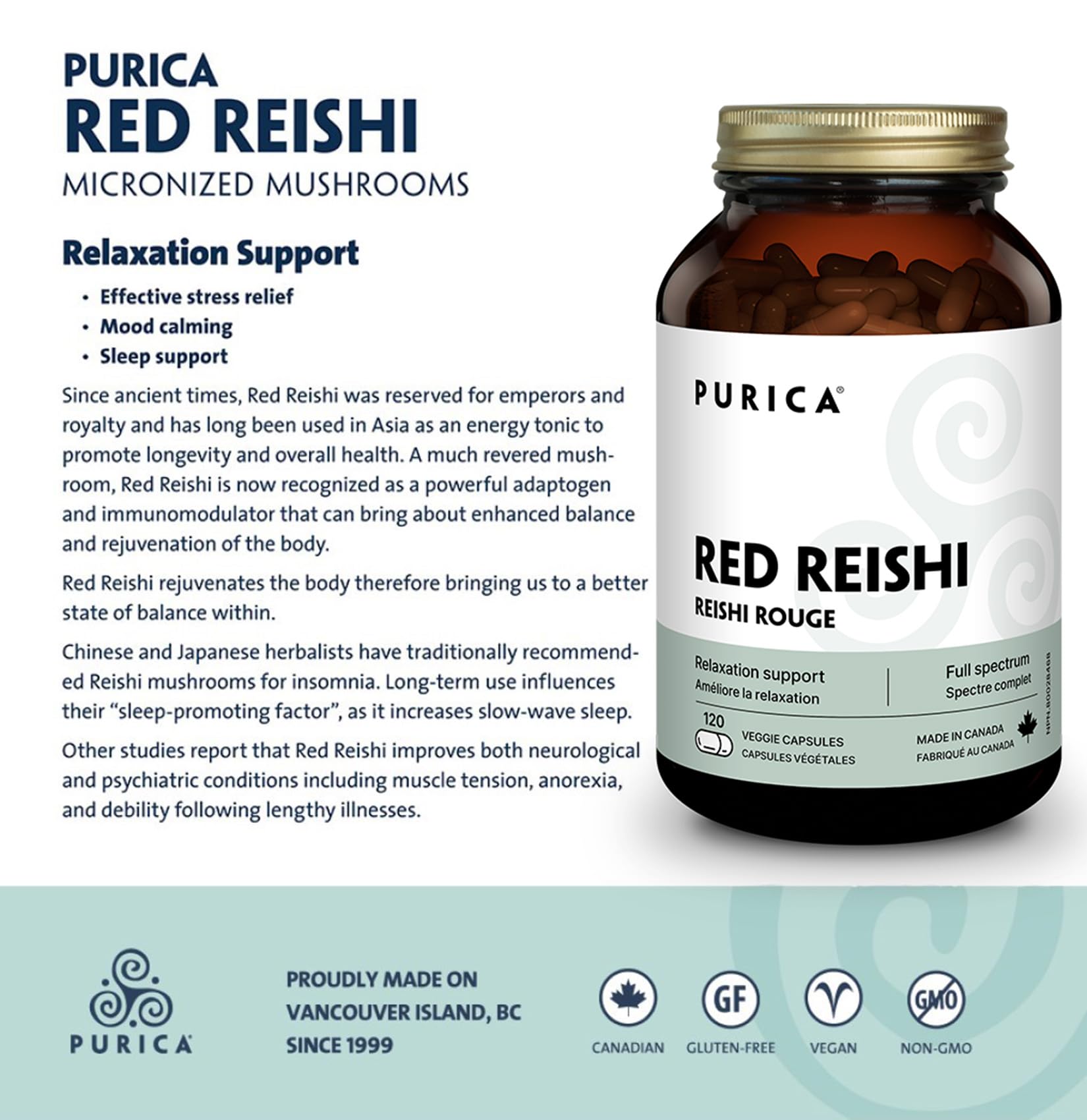 PURICA - Reishi Rouge - Champignons micronisés - Aide à la relaxation