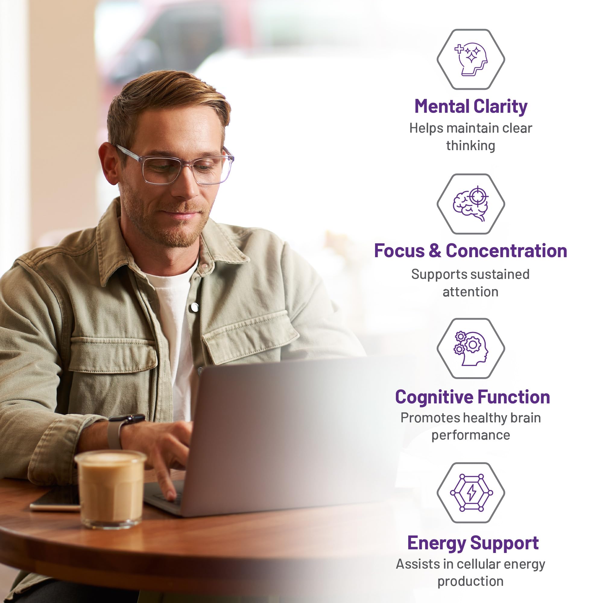 AOR SuperFocus, complément de soutien cérébral, 60 capsules, 30 jours – Végétalien, sans OGM et sans gluten – Améliore les performances cognitives et la mémoire, contient du ginseng, du Rhodiola Rosea, du Bacopa, de la méthyl B12, de l'inositol