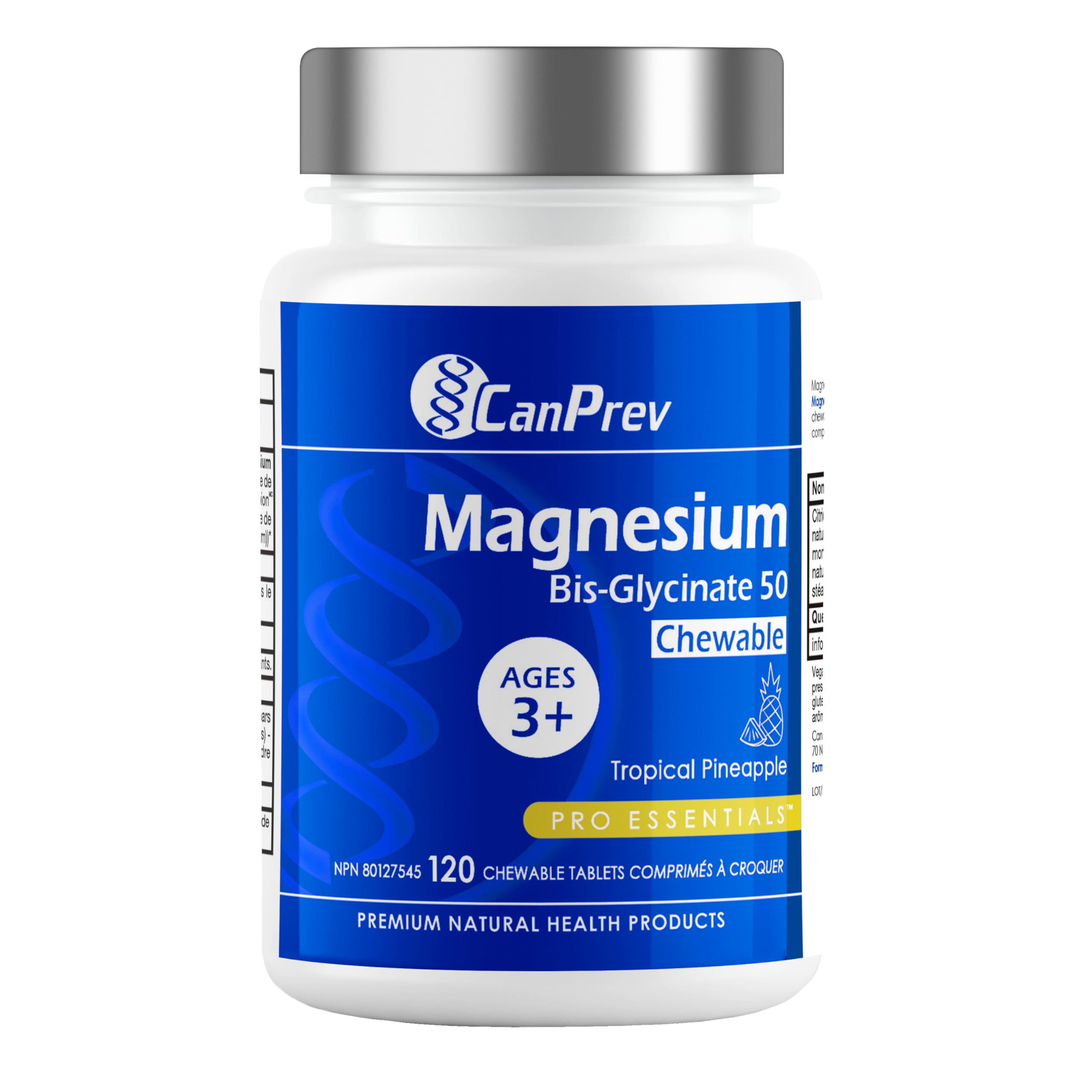CanPrev Magnesium Bis-Glycinate 50mg, 120 Chewable Tablets, 120-Day Supply, Tropical Pineapple Flavor, Vegan & Sugar-Free, Gentle, Easy-to-Absorb, Supports Relaxation, Muscle Comfort & Daily Wellness
