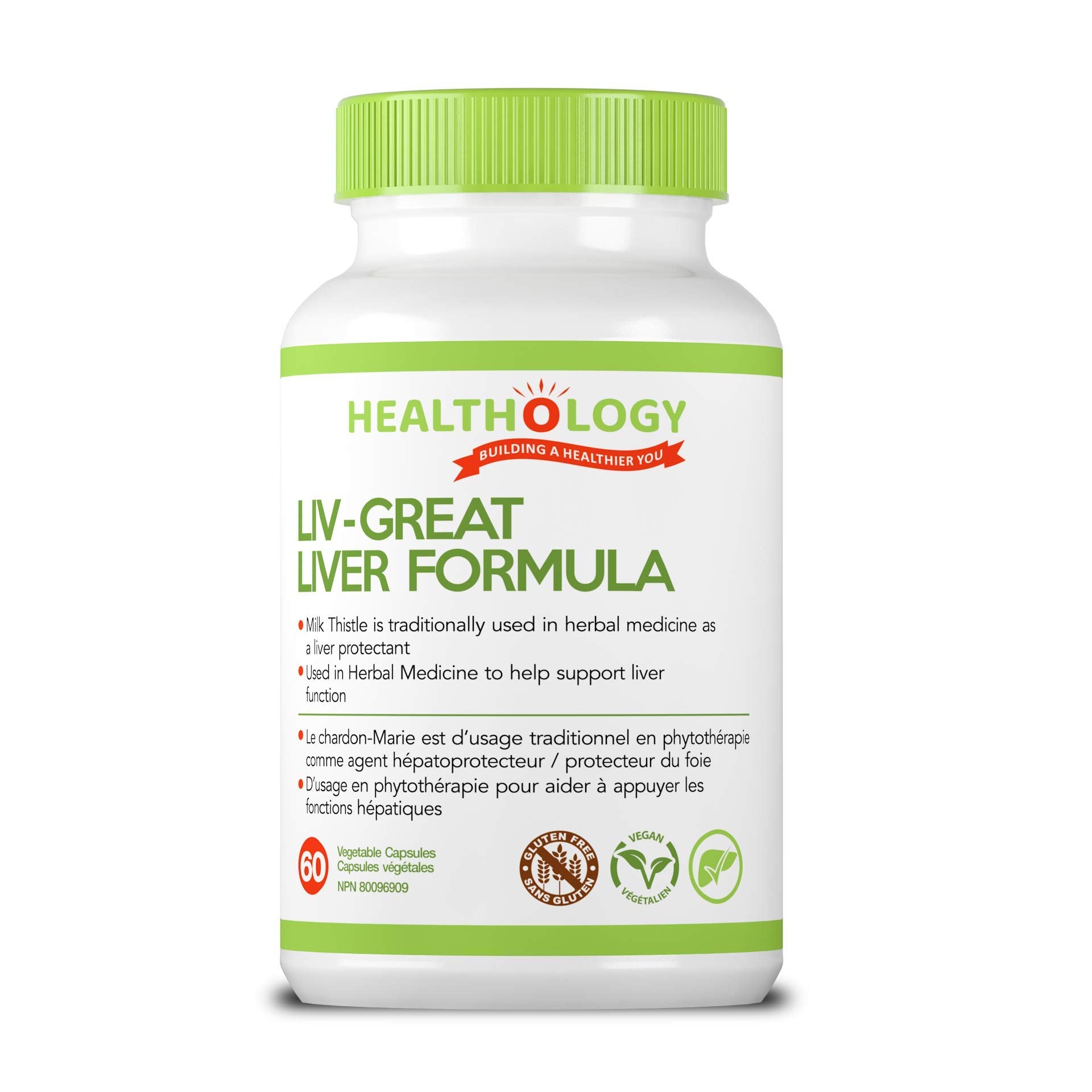 Healthology Liv-Great Liver Formula – Liver Detox & Protection Support – Phase 1 & 2 Detox, Antioxidant Liver Health – 60 Capsules – Gluten Free, Vegan, Non-GMO