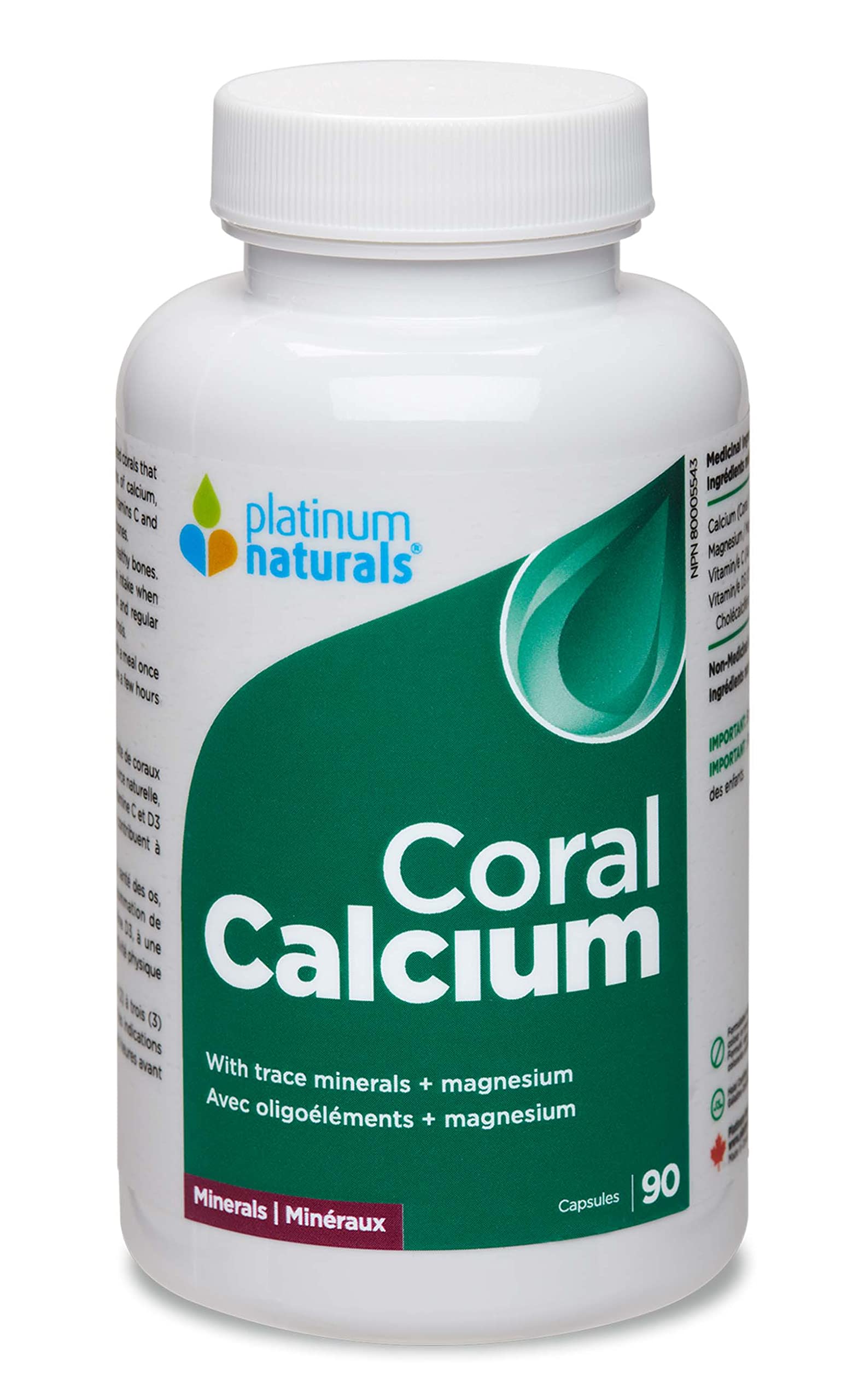 Platinum Naturals Coral Calcium 90 Capsules - Enhanced with Vitamin D3 for Absorption, Premium Calcium Magnesium Supplement With Trace Minerals, Supports Bone Health & Mineral Balance, Easy-to-Swallow Capsules
