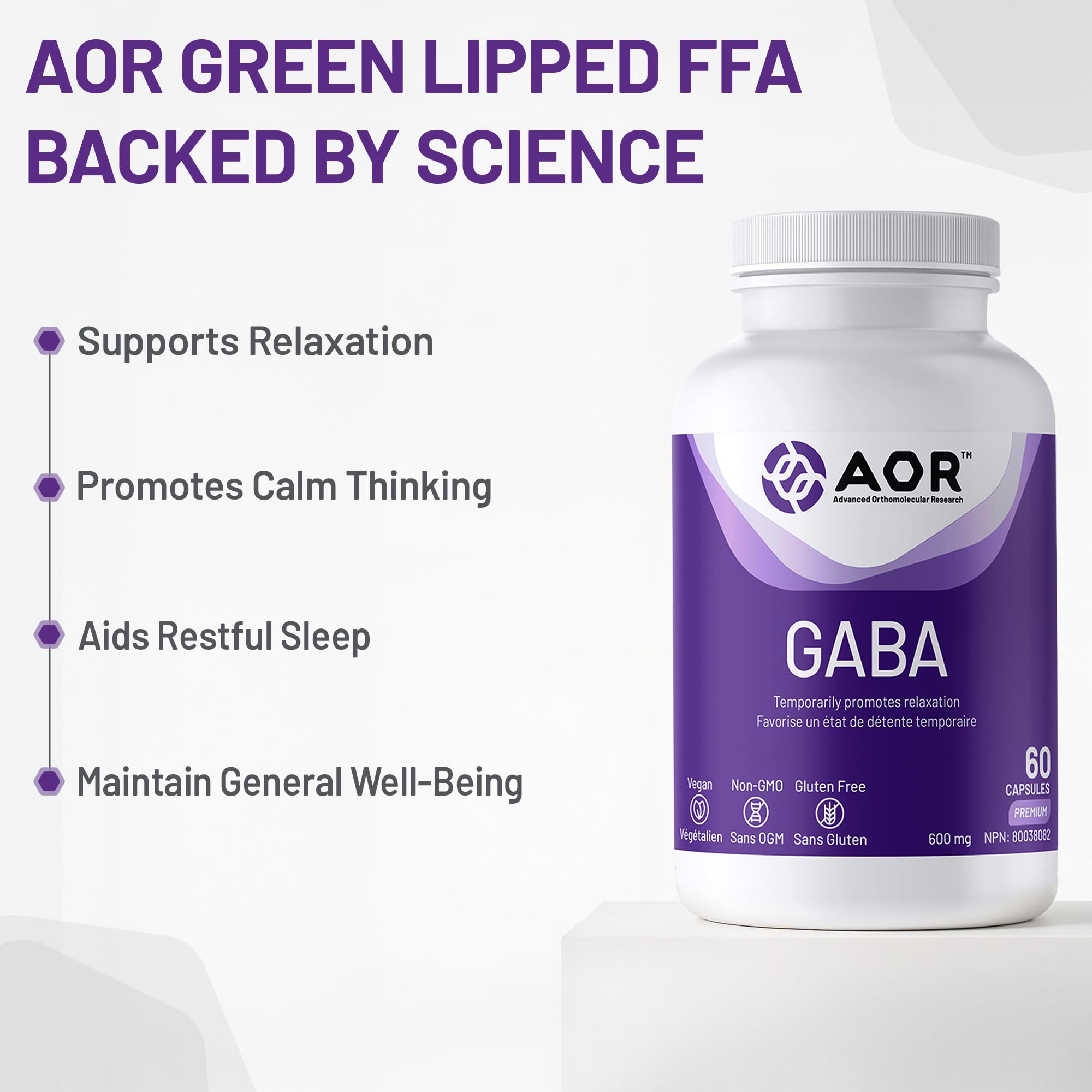 AOR GABA 600mg Complément d'Acide Gamma-Aminobutyrique