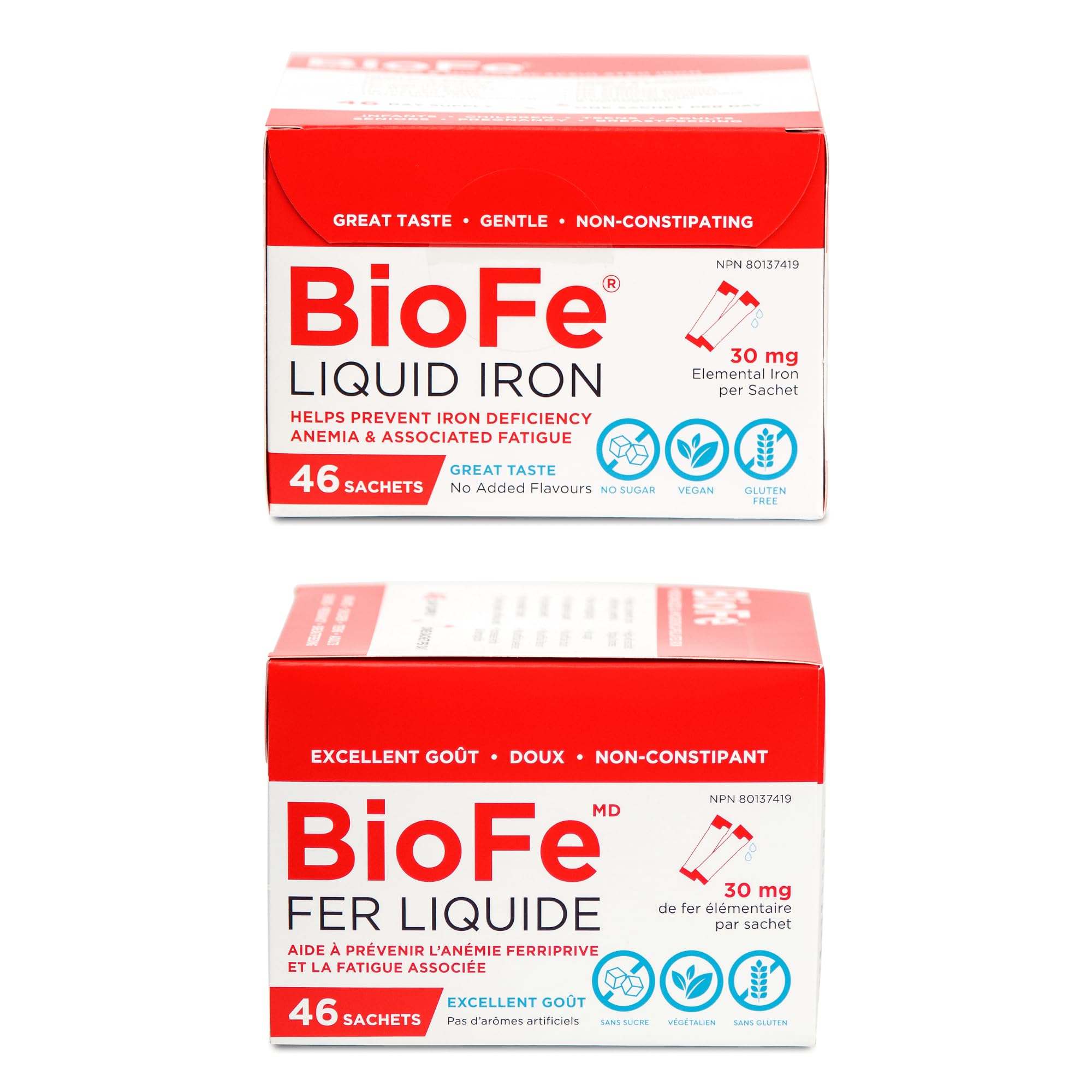 KidStar Nutrients - BioFe Liquid Elemental Iron 30mg, 46 Sachets 46-Day Supply - Helps to Prevent Iron Deficiency Anemia - Vegan, Non-Constipating, No-Sugar, No-Digestive Upset and Gluten-Free