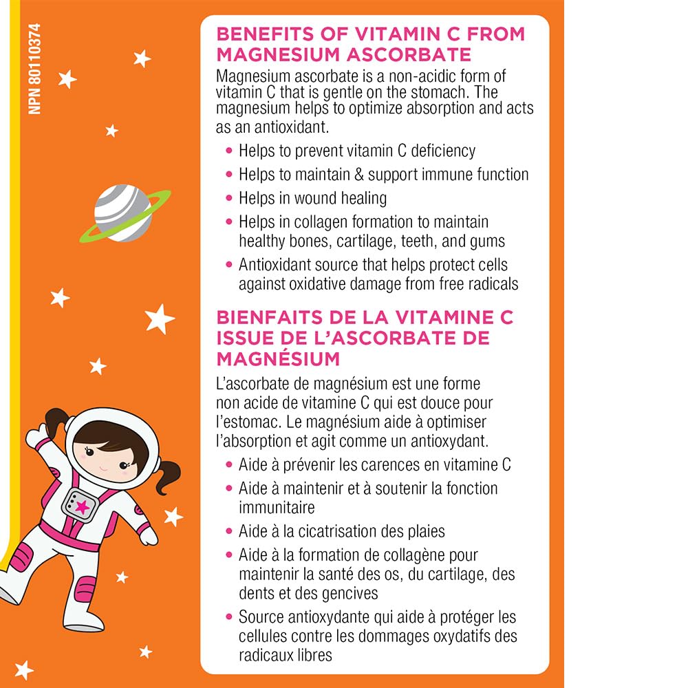 KidStar Vitamin C 250mg, 60 Sugar-Free Chewable Tablets 60-Day Supply, Tangy Tangerine Flavor, Support Immune Function & Collagen Production, Antioxidant-Rich, Gentle on Stomach, Non-GMO & Gluten-Free