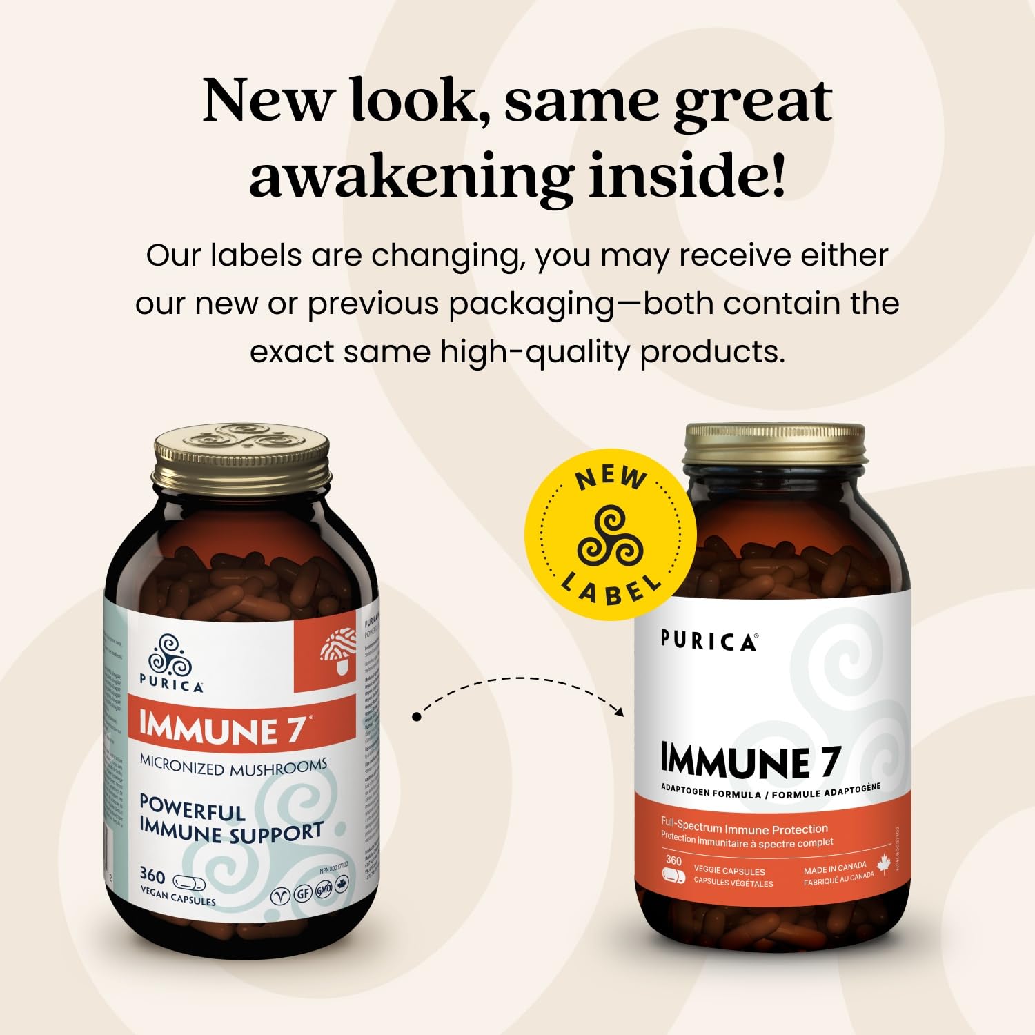 PURICA Complexe Immunitaire 7, 60 gélules - Soutien immunitaire complet avec Coriolus versicolor, Cordyceps, Reishi, Maitake, Shiitake, Champignon du Soleil - Vitalité à spectre complet, Améliore la santé et le bien-être