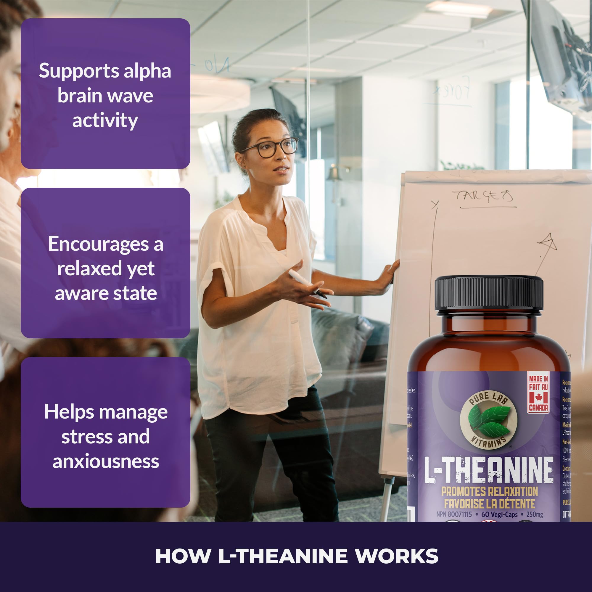 Pure Lab Vitamins L-Théanine 250 mg – Favorise la relaxation