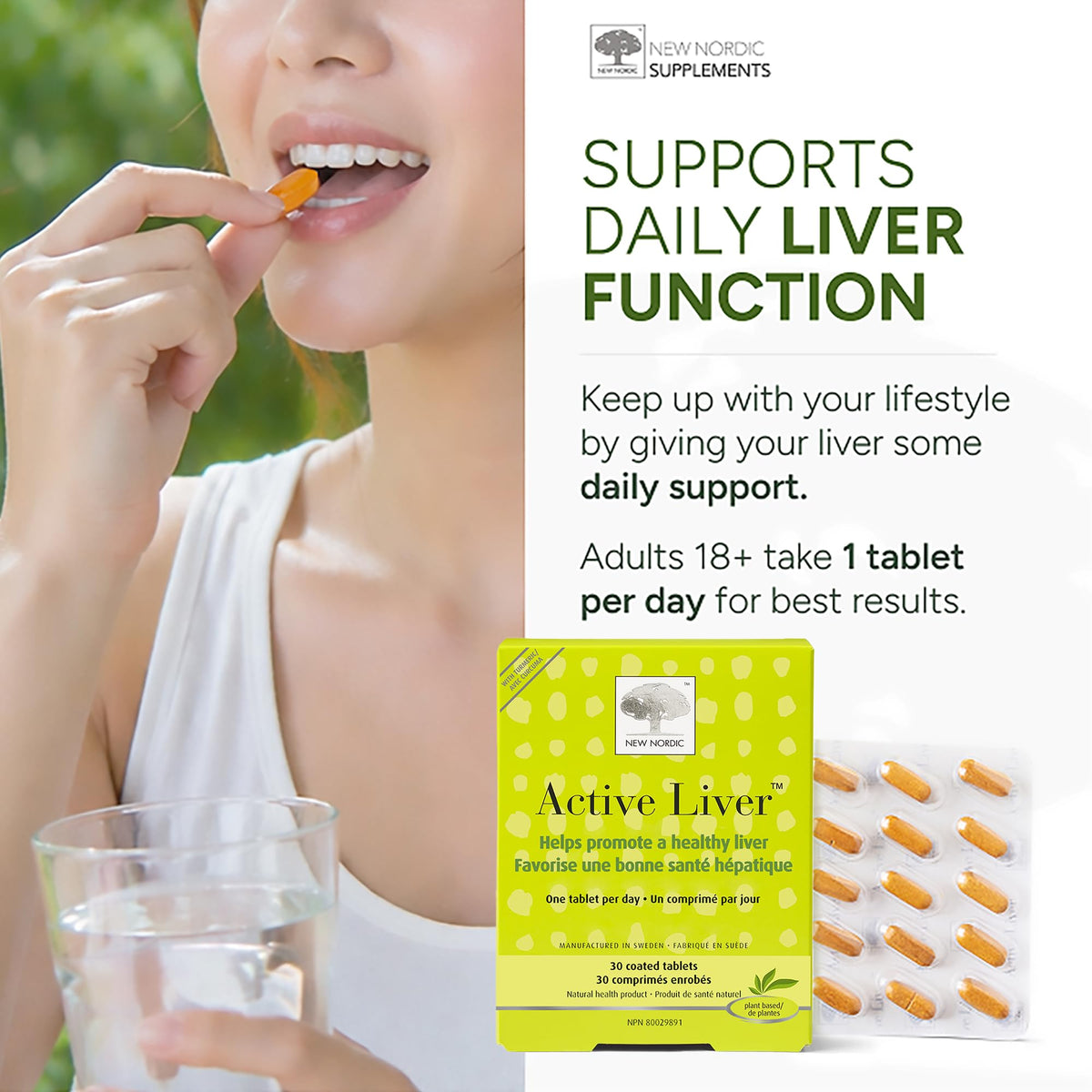 New Nordic Active Liver Vegan Tablets, Plant-Based Liver Support with Milk Thistle, Artichoke & Turmeric for Enhanced Daily Vitality