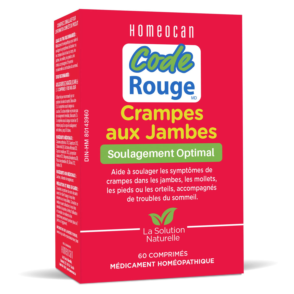 Homeocan Real Relief Leg Cramps 60 Tablets, 30-Day Supply, Homeopathic Support for Leg Comfort Mobility & Ease, Non-Habit-Forming, Gentle Formula for Adults