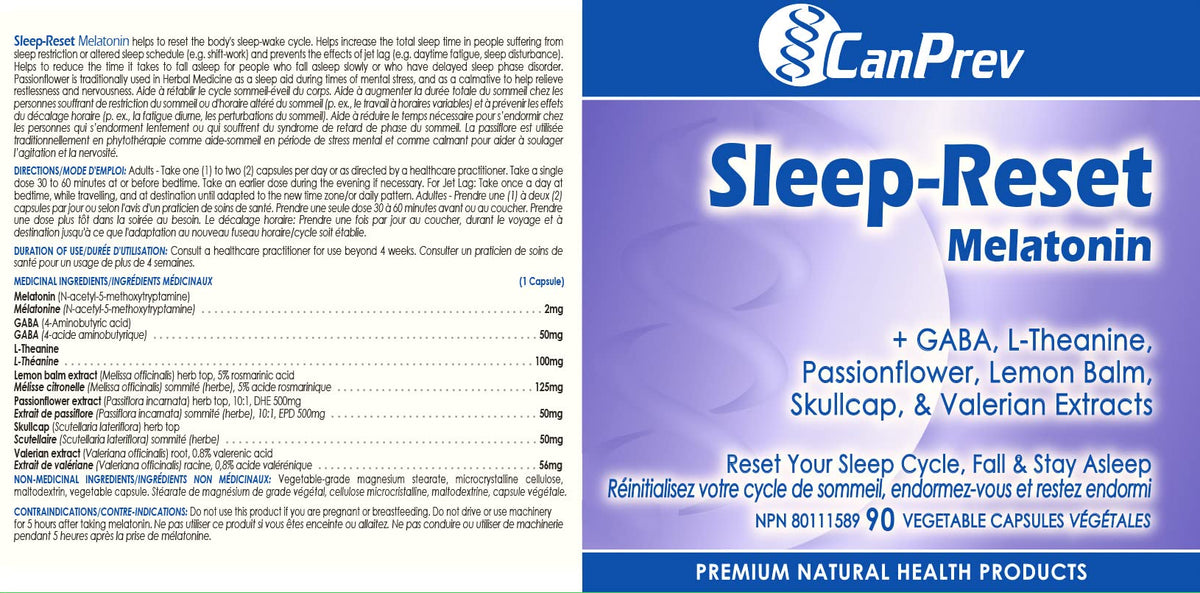 CanPrev Melatonin, Sleep Reset, L Theanine, 90 V-Caps, 90 Day Supply