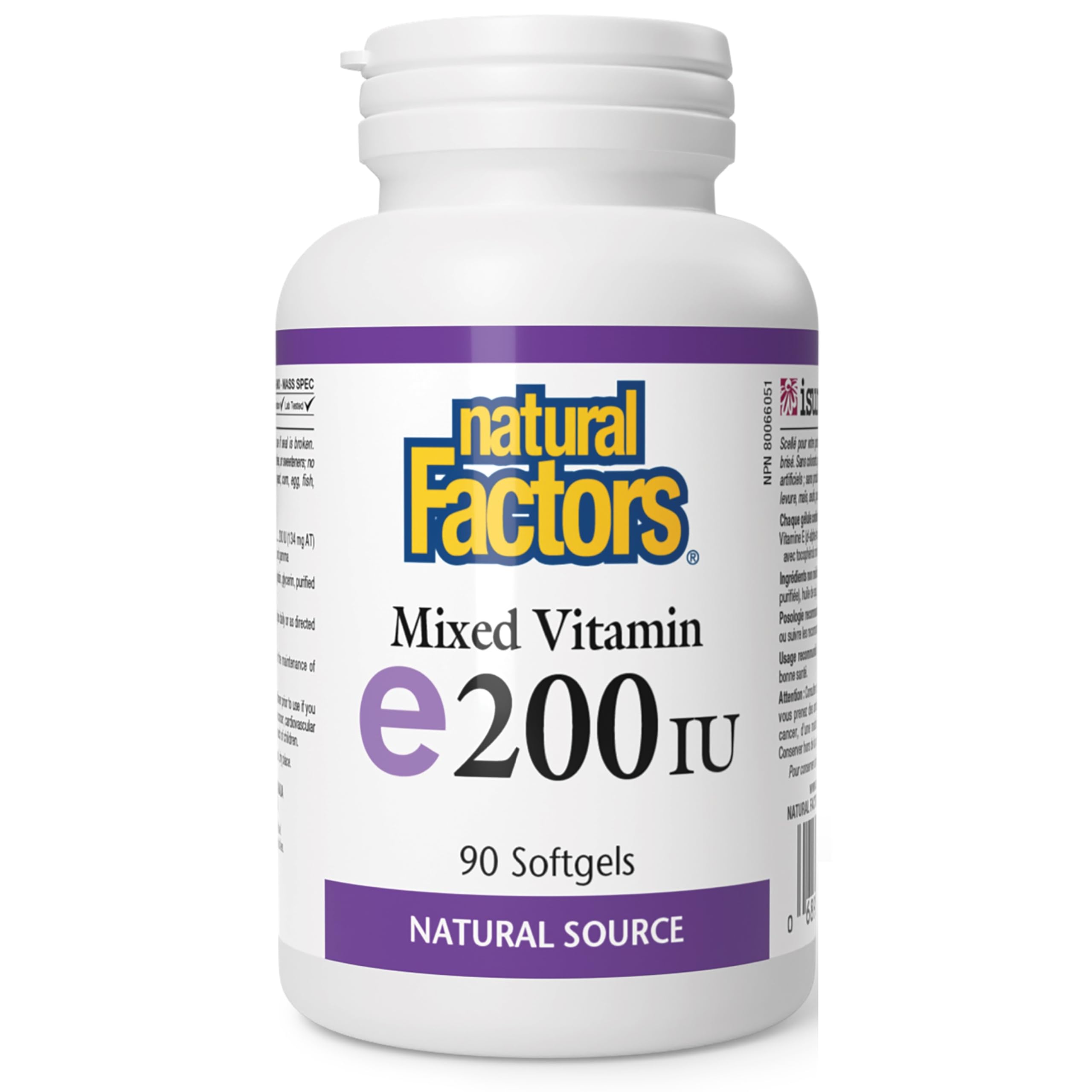 Natural Factors Mixed Vitamin E 200 IU 90 Softgels