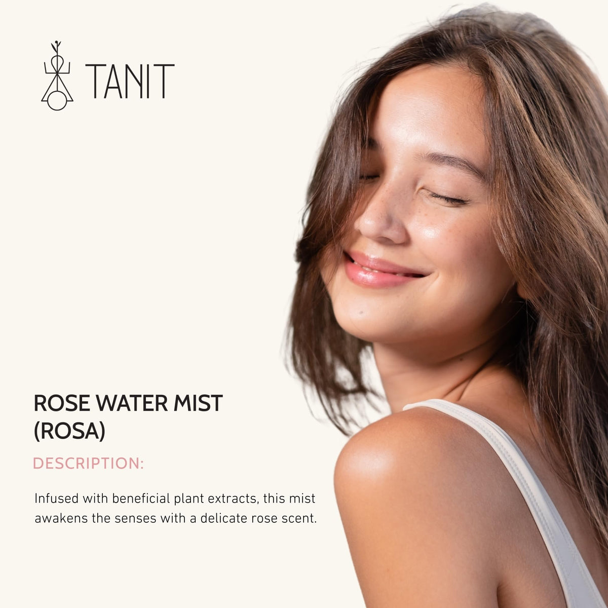 TANIT Rose Water Hydrating Mist Toner Spray 60ml, Refreshing Facial Mist with Rose Extract for Daily Hydration & Skin Balance, Gentle Toner to Rejuvenate All Skin Types, Vegan & Cruelty-Free Skincare