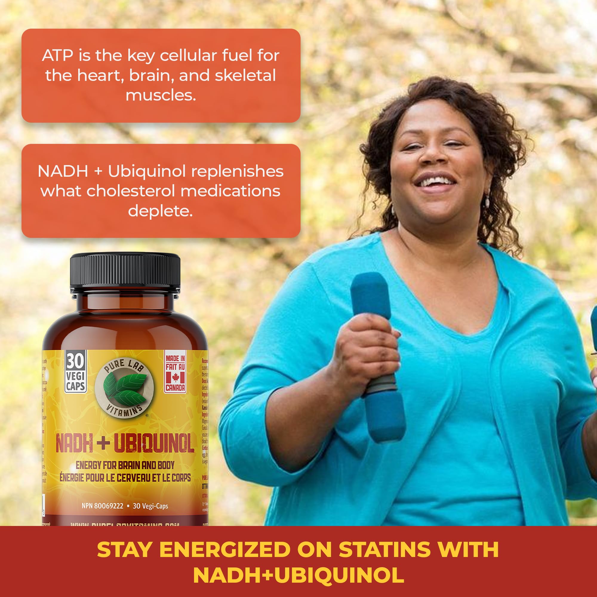Pure Lab Vitamins | NADH Nicotinamide Adénine Dinucléotide + CoQ10 Ubiquinol