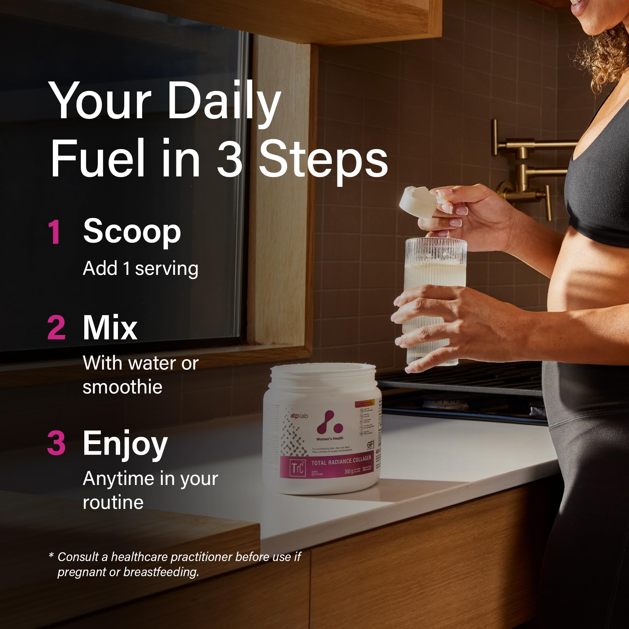 ATP LAB - Total Radiance Collagène 360g - Poudre de protéines de collagène pour femmes - Pour la peau, les cheveux et les ongles - Suppléments de collagène pour femmes