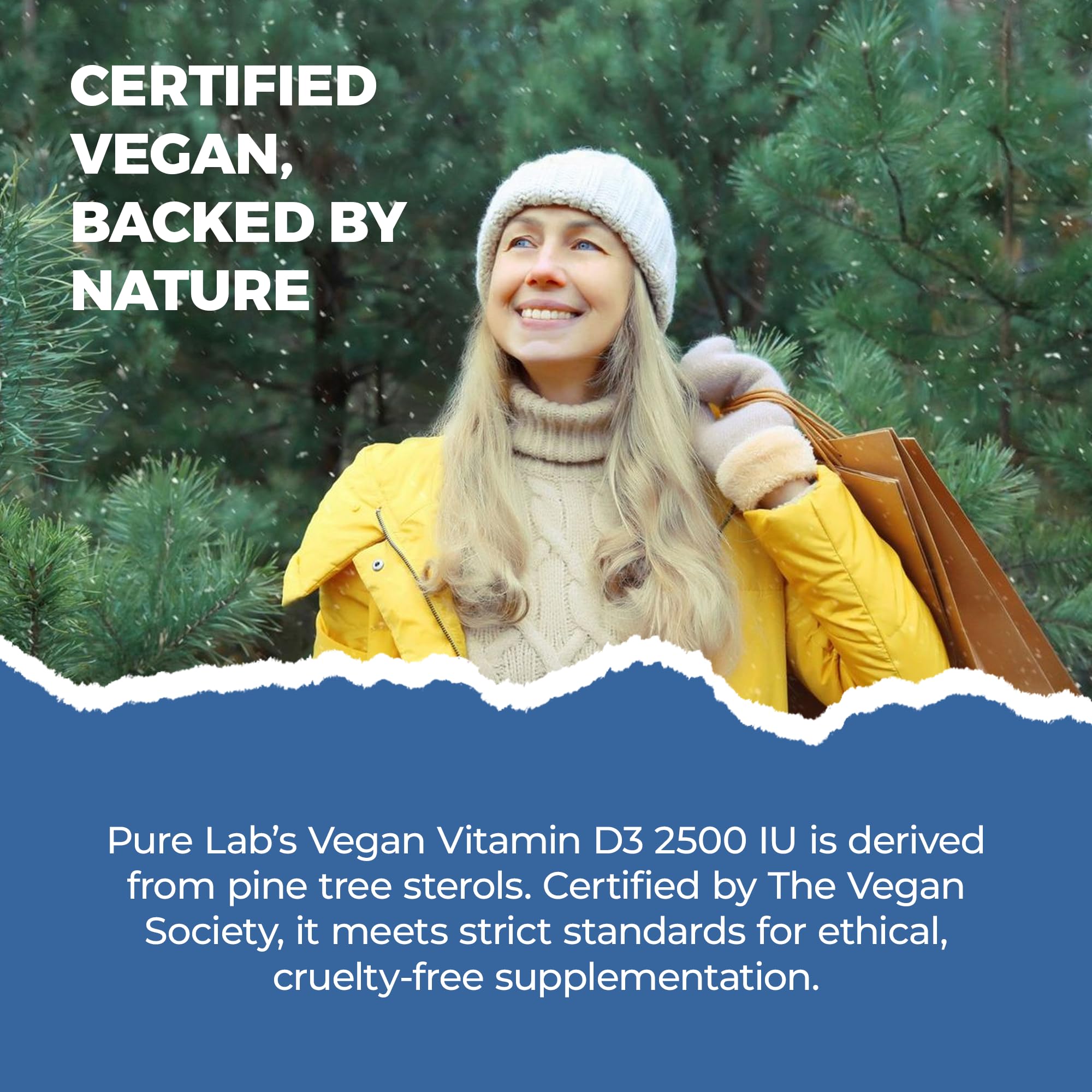 Pure Lab Vitamins Vitamine D3 végétalienne 2500 UI - 120 gélules végétales