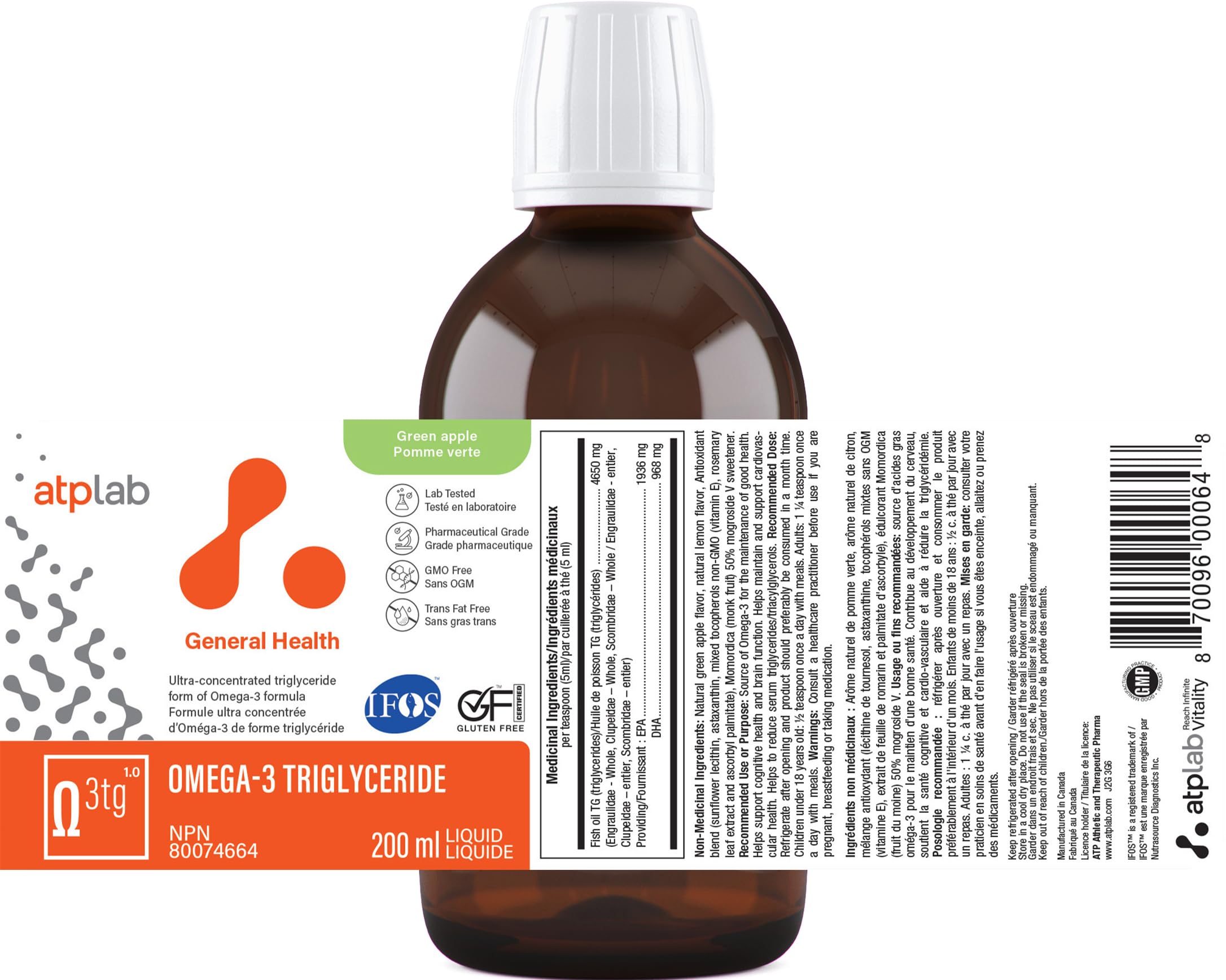 ATPLAB Omega 3 TG liquide, 200 ml
