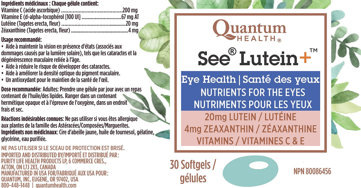 Quantum Health - See Lutein+, 30 Softgels 30-Day Supply - Eye Health - Nutritional Support for Healthy Eyes