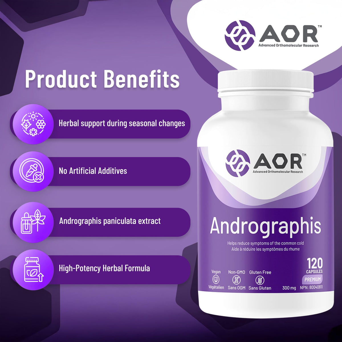 AOR Andrographis Capsules, Immune Support Supplement, 120 Capsules